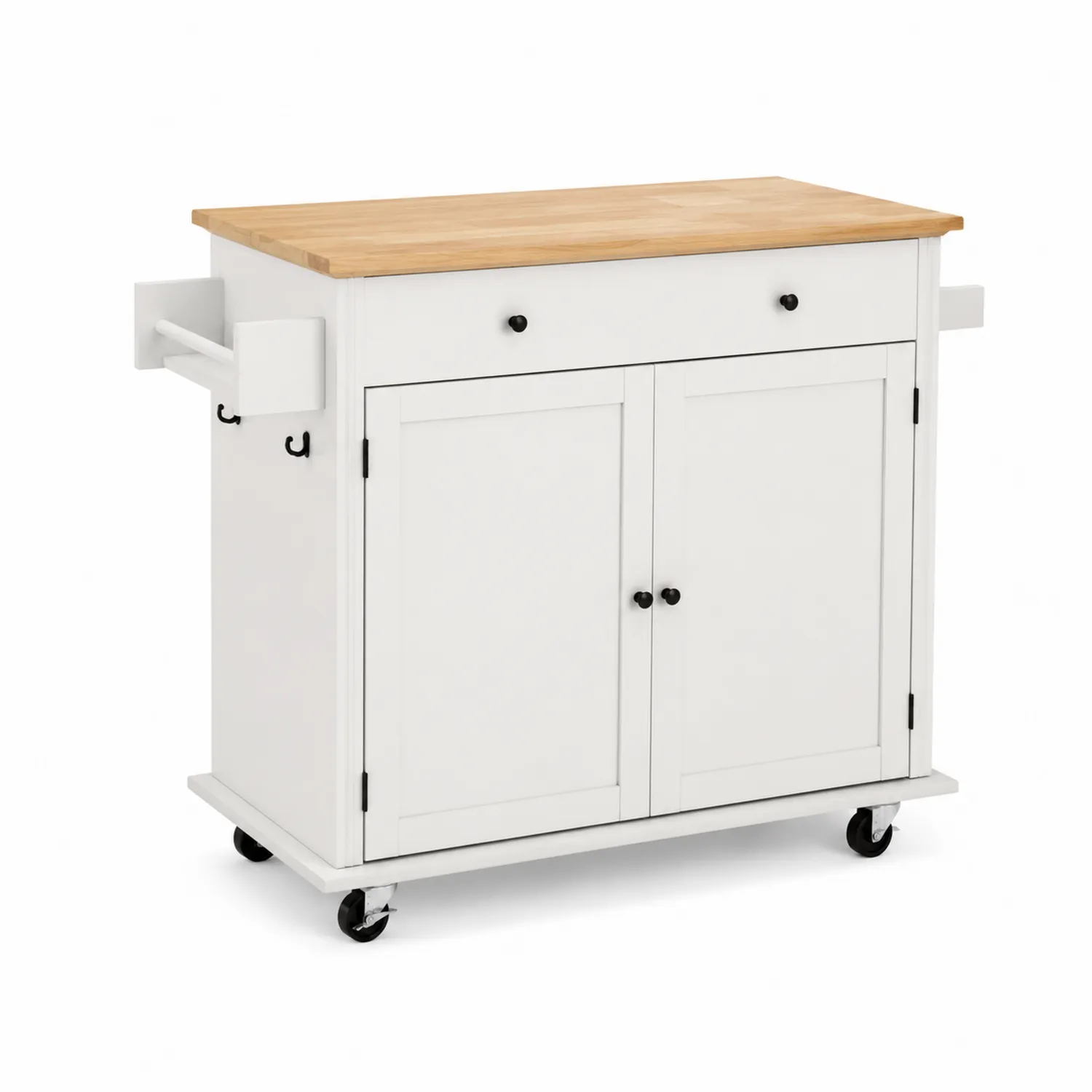 Carrello Cucina in Legno con Ruote e Ripiano in Pino 85x48x89 cm