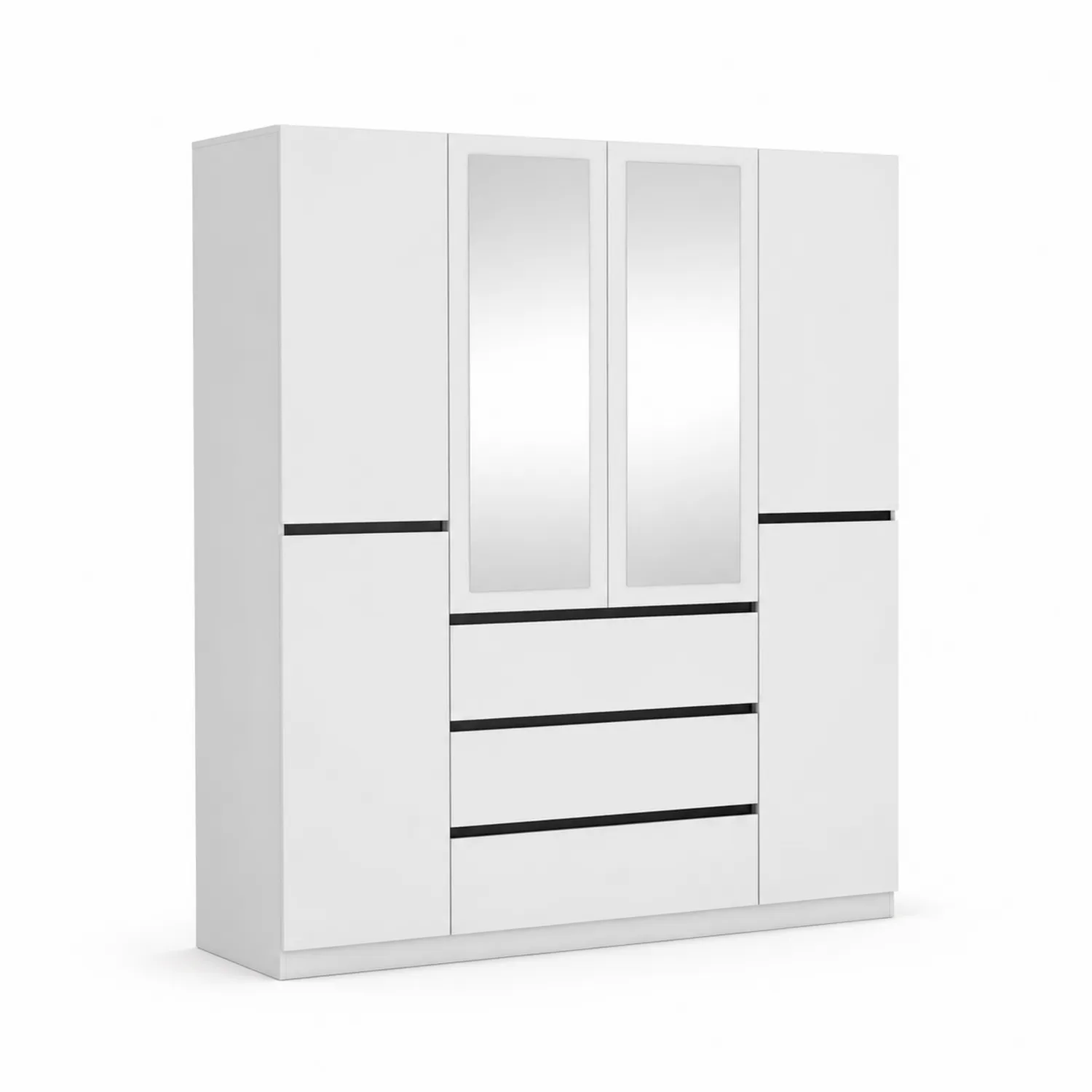 Armadio in MDF Bianco con Specchi e Cassetti