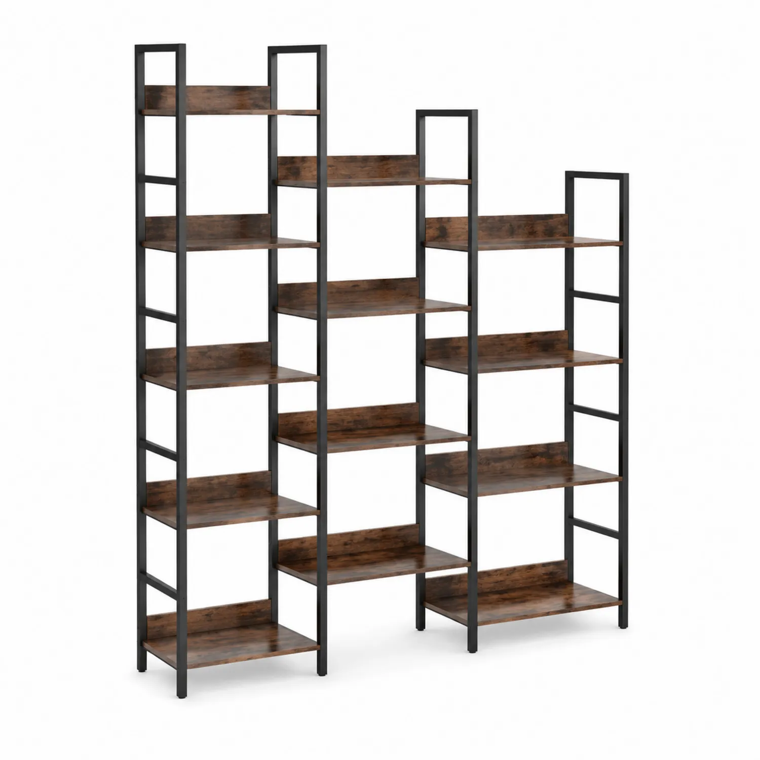Librerie in Legno e Metallo Nero 6 e 4 Ripiani