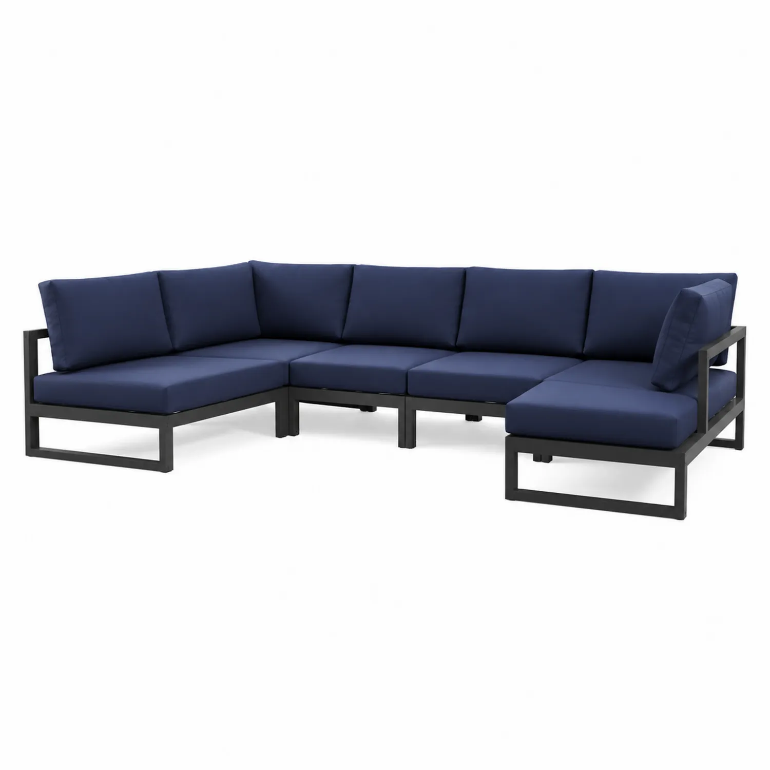 Ecksofa Set L-Form Aluminium Dunkelblau 300 cm