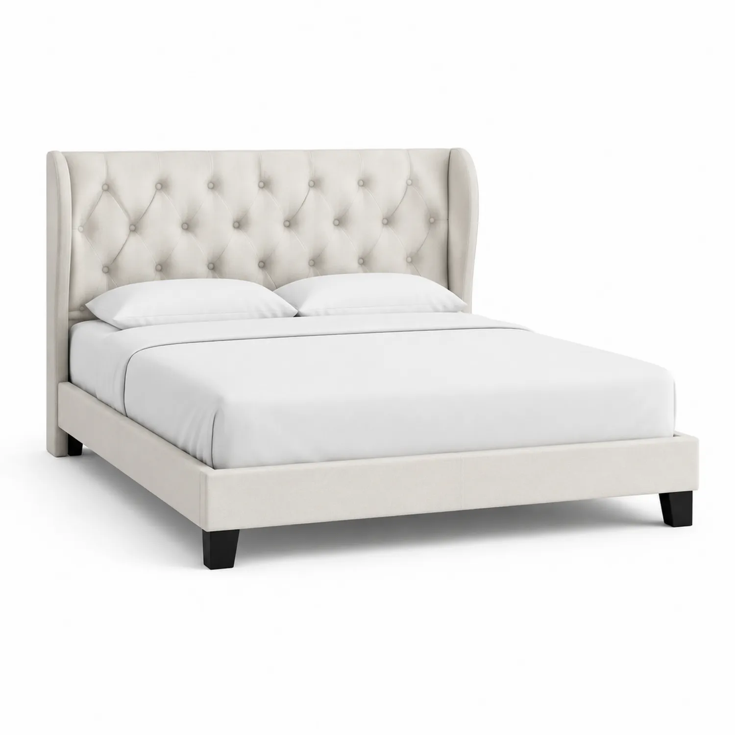 Doppelbett Polsterbett Creme 200x180 cm Holz
