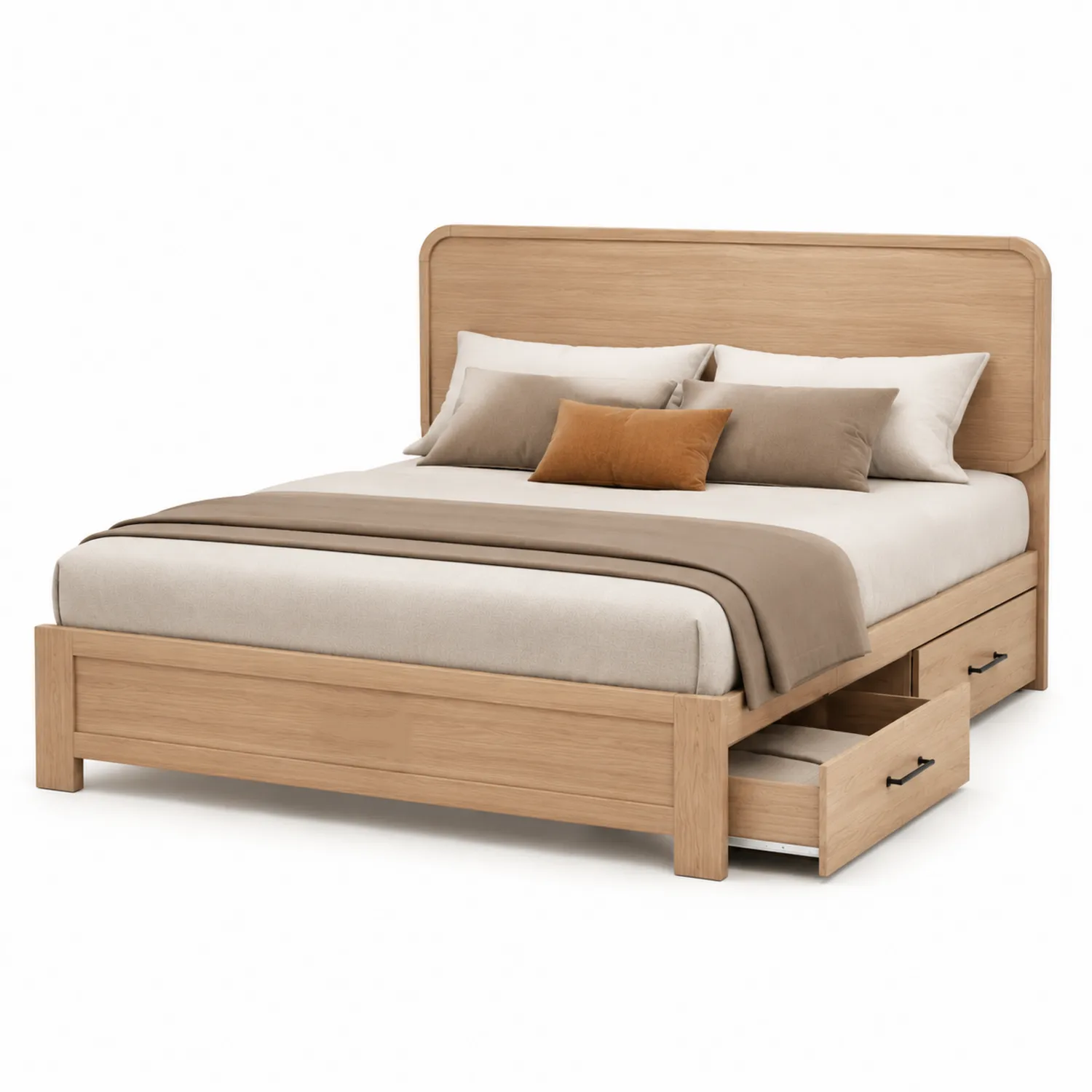 Holzbett mit Schubladen 200x180 cm in Eichenoptik