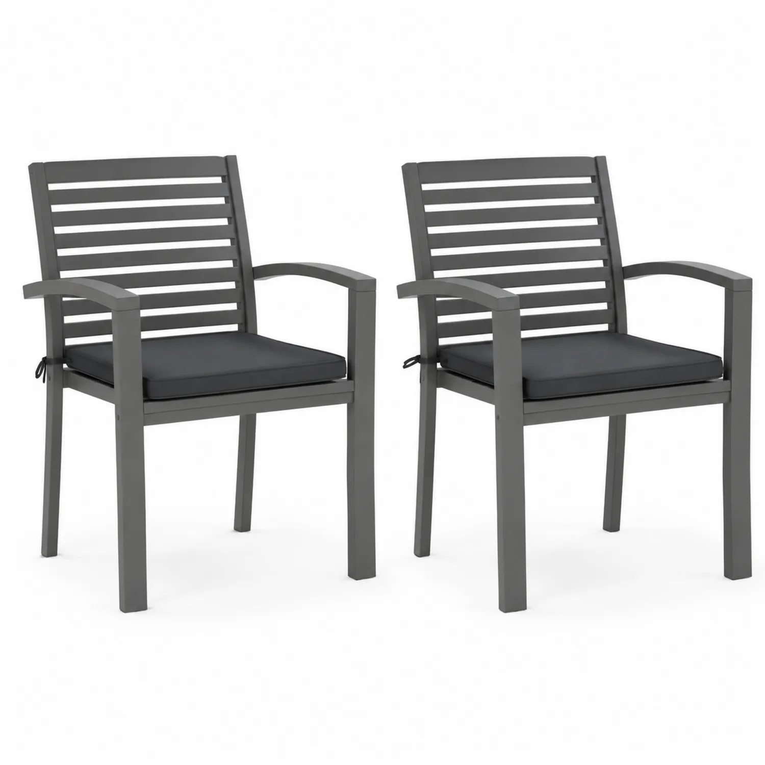 2er Set Gartenstühle Aluminium mit Kissen Anthrazit