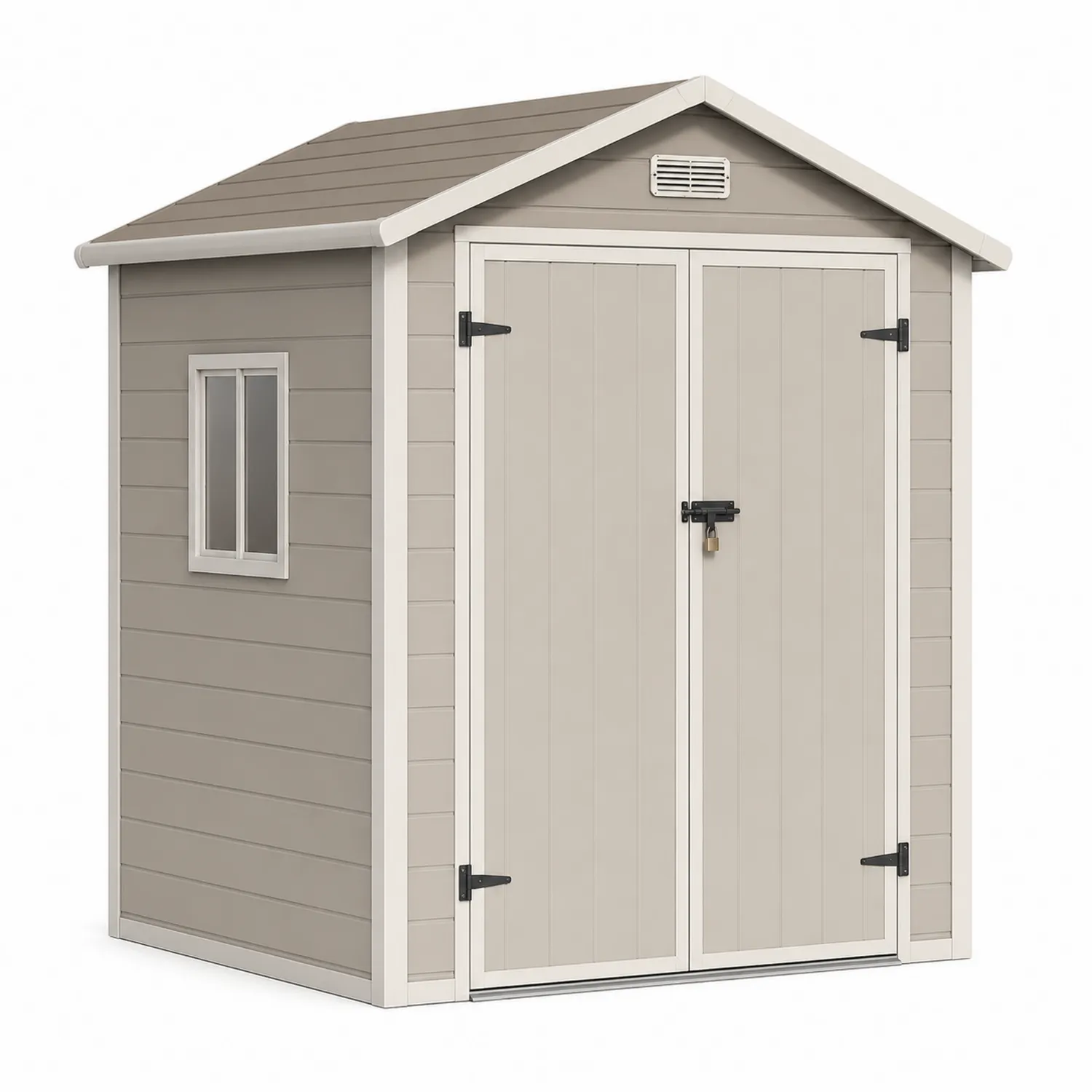 Gartenschuppen Kunststoff Beige 185x152x226 cm mit Fenster
