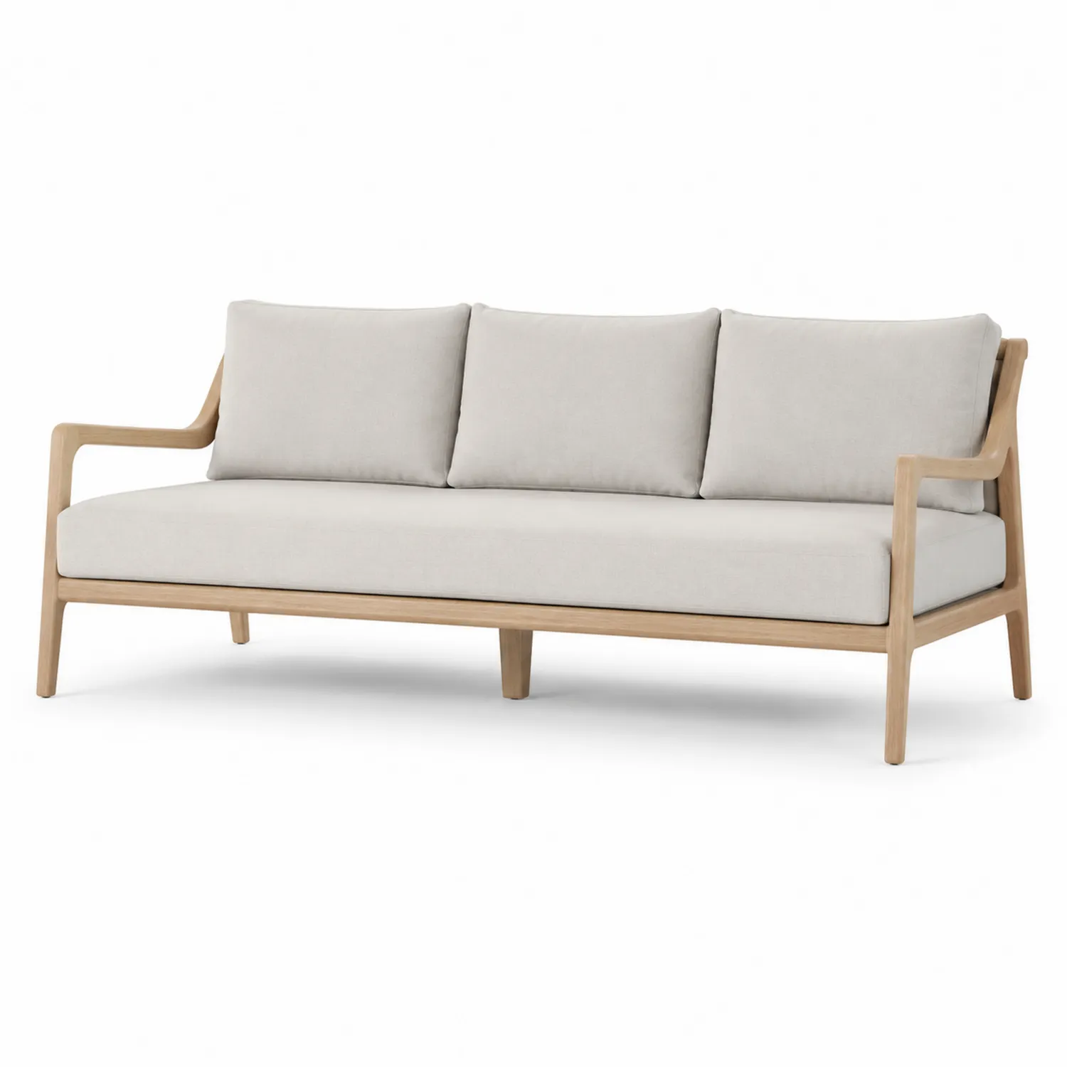 3-Sitzer Sofa Holzrahmen Beige Leinen