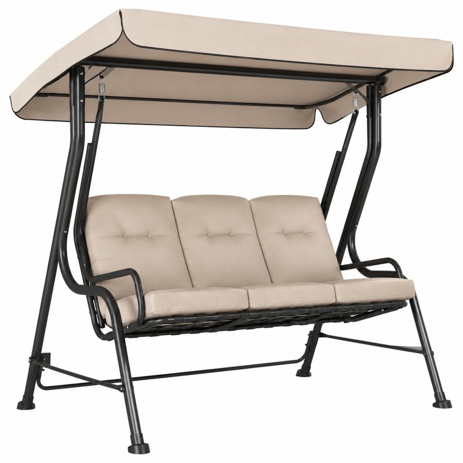 Altalena da Giardino in Metallo con Cuscini in Poliestere Beige