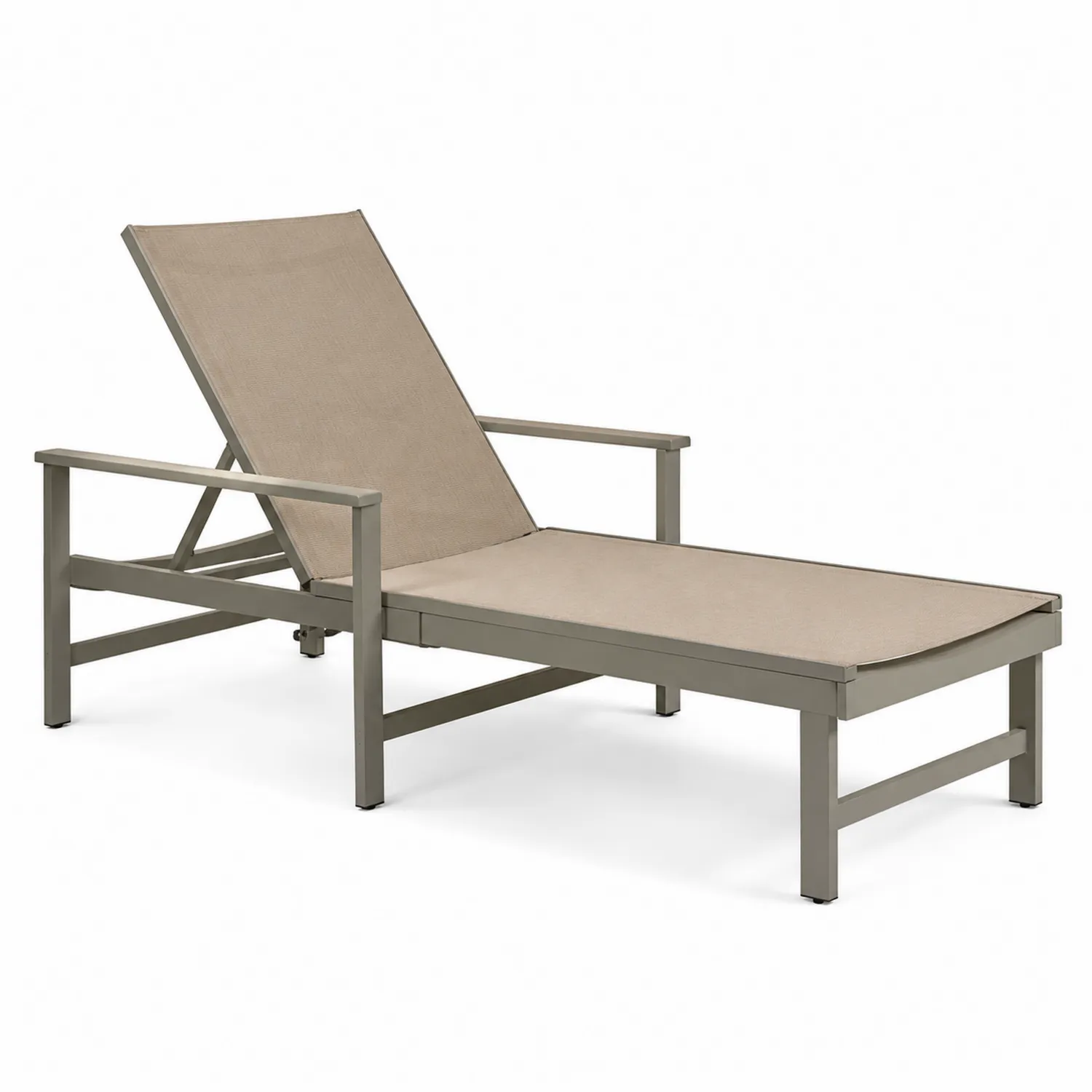 Lettino prendisole in alluminio e tessuto beige