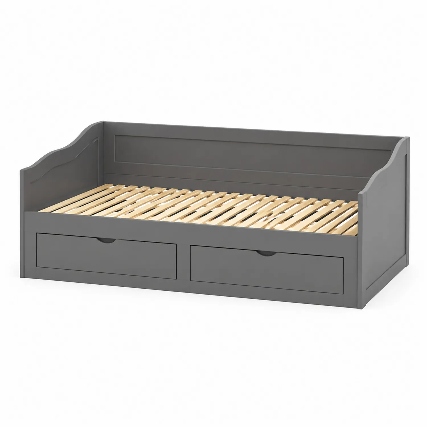 Letto Divano in Legno con Cassetti Grigio 200x90x80 cm