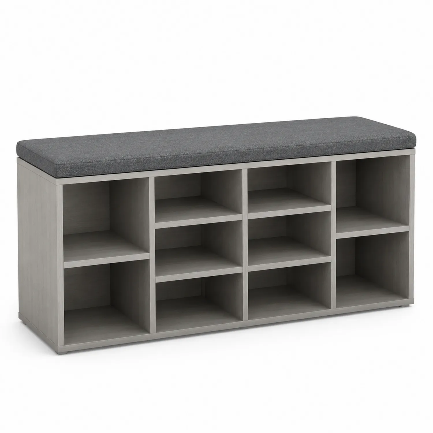 Panca Portaoggetti Cubica con Cuscino in MDF Grigio