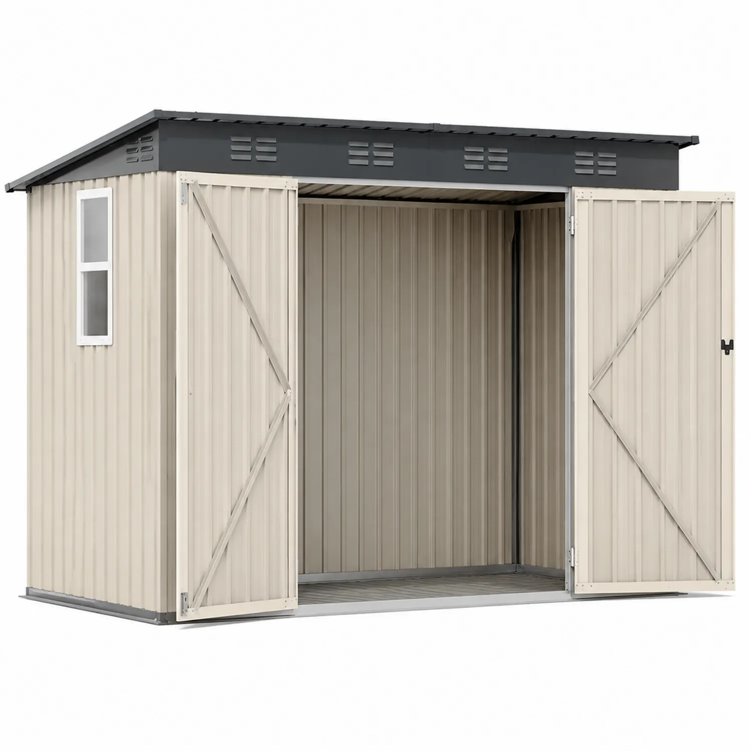 Capanno in acciaio con finestra e doppie porte 245x160x210 cm