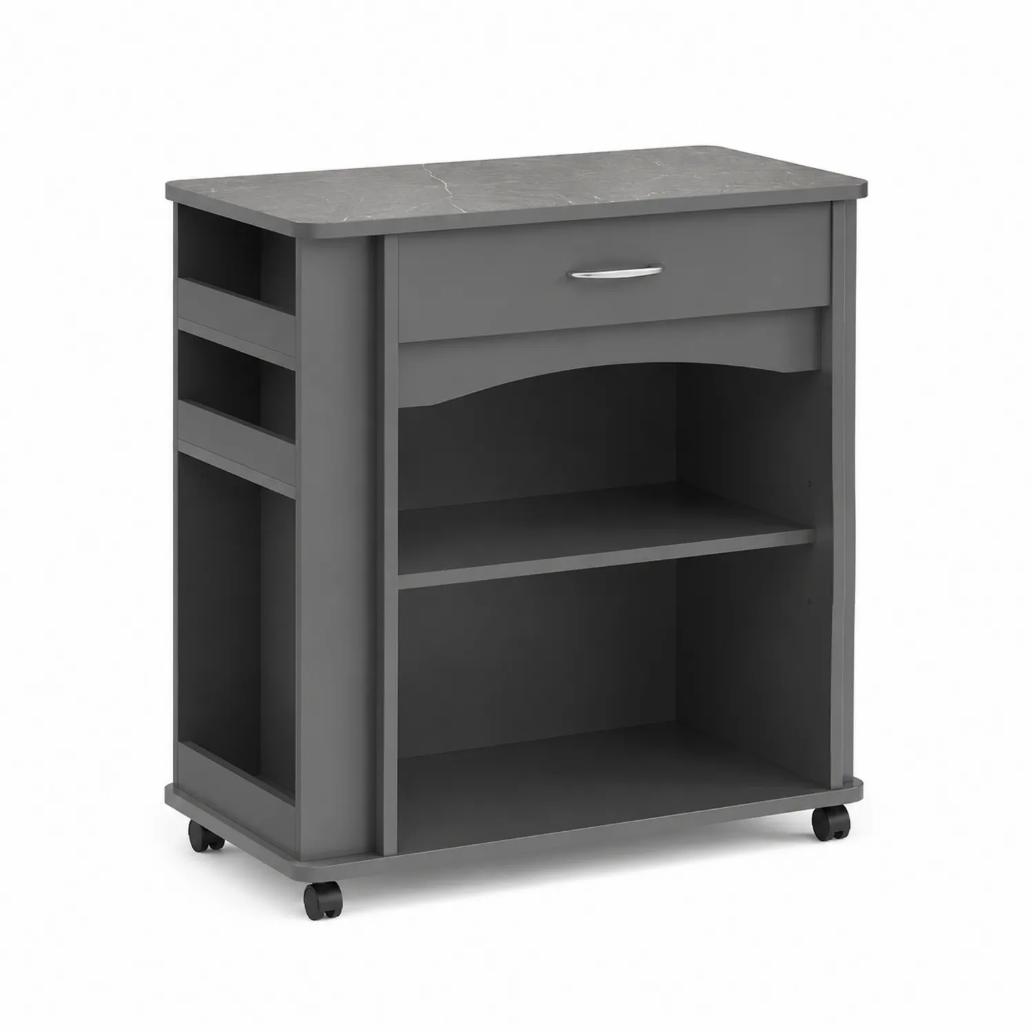 Carrello da cucina in legno truciolare grigio con ruote