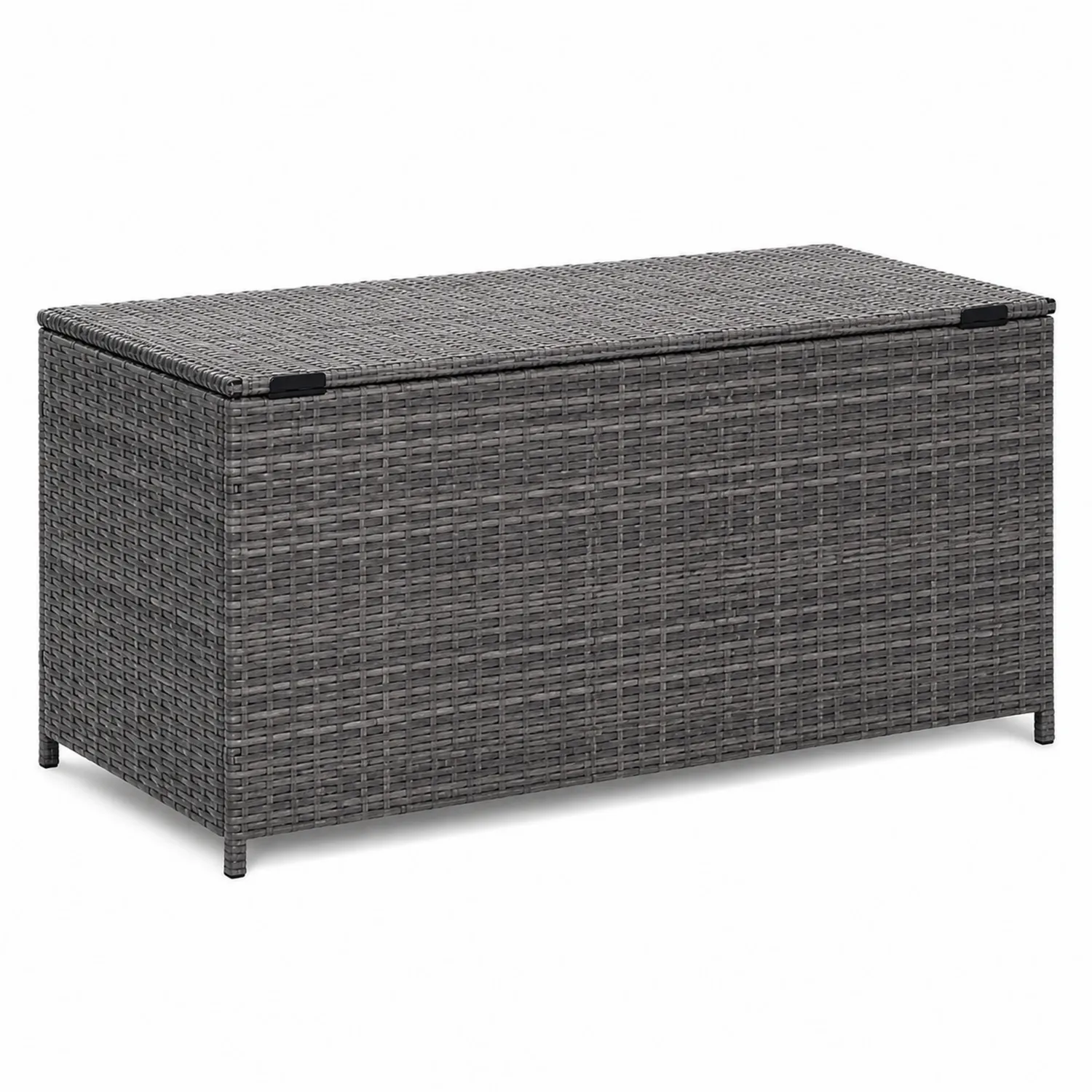 Panca Contenitore in Rattan Sintetico Grigio con Struttura in Metallo