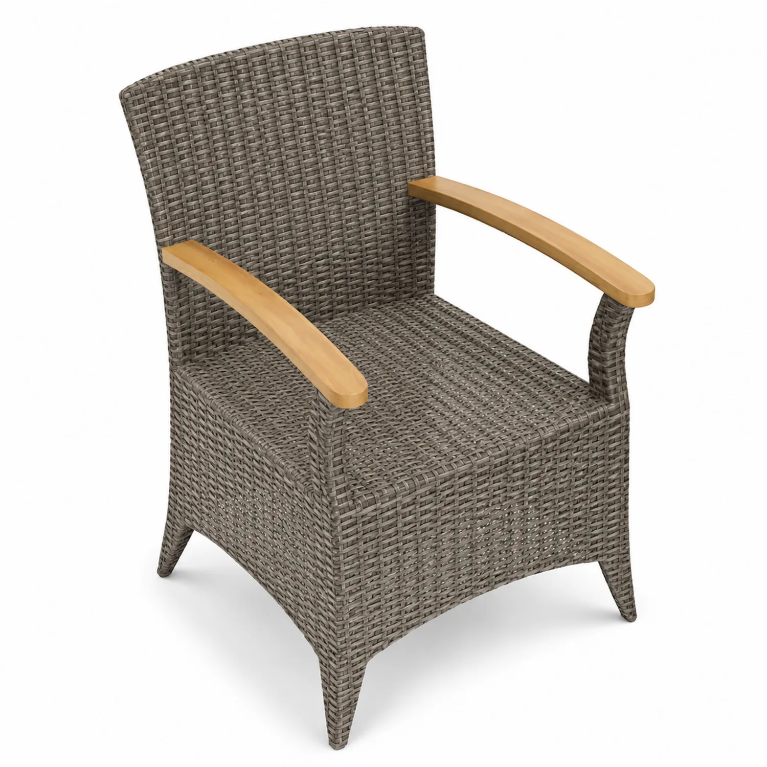 Sedia da giardino in rattan con braccioli in legno