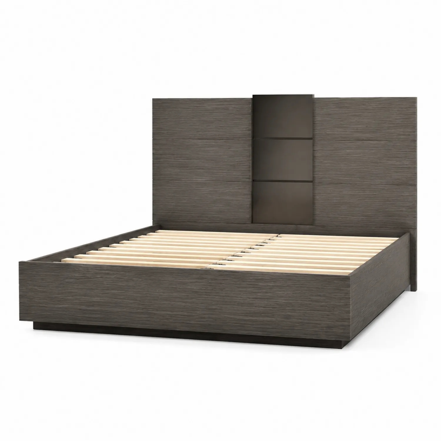 Letto Matrimoniale in Legno Massello Grigio con Doghe