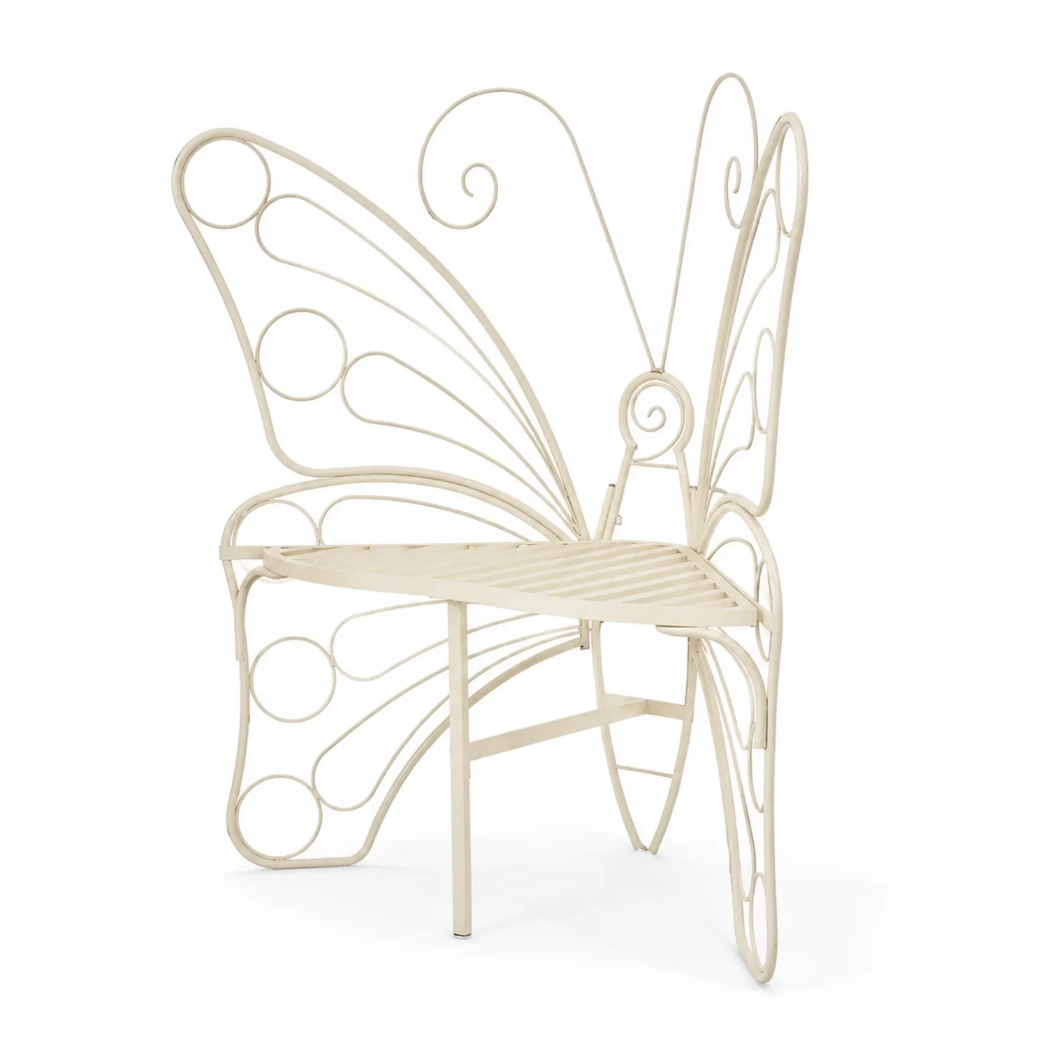 Metallstuhl im Schmetterlingsdesign Creme