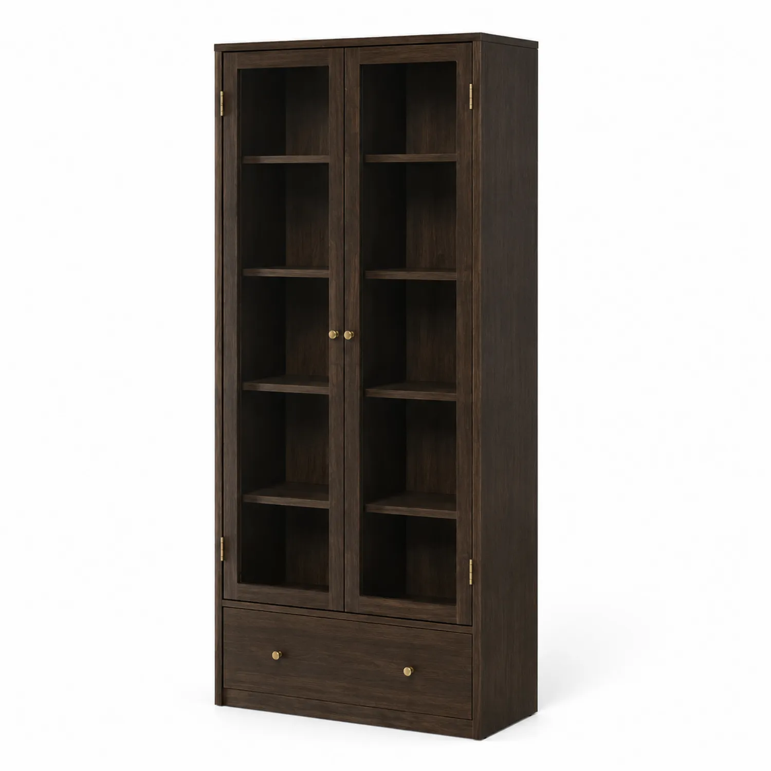Bücherregal mit Glastüren Dunkelbraun MDF-Holz