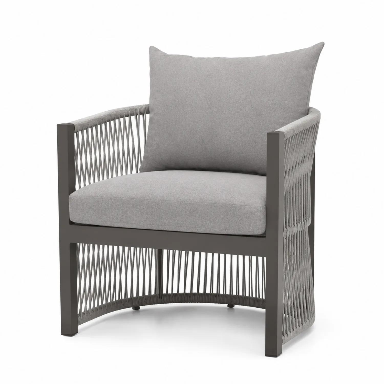 Outdoor-Sessel Aluminium Grau mit Polyester Stoff und Seil