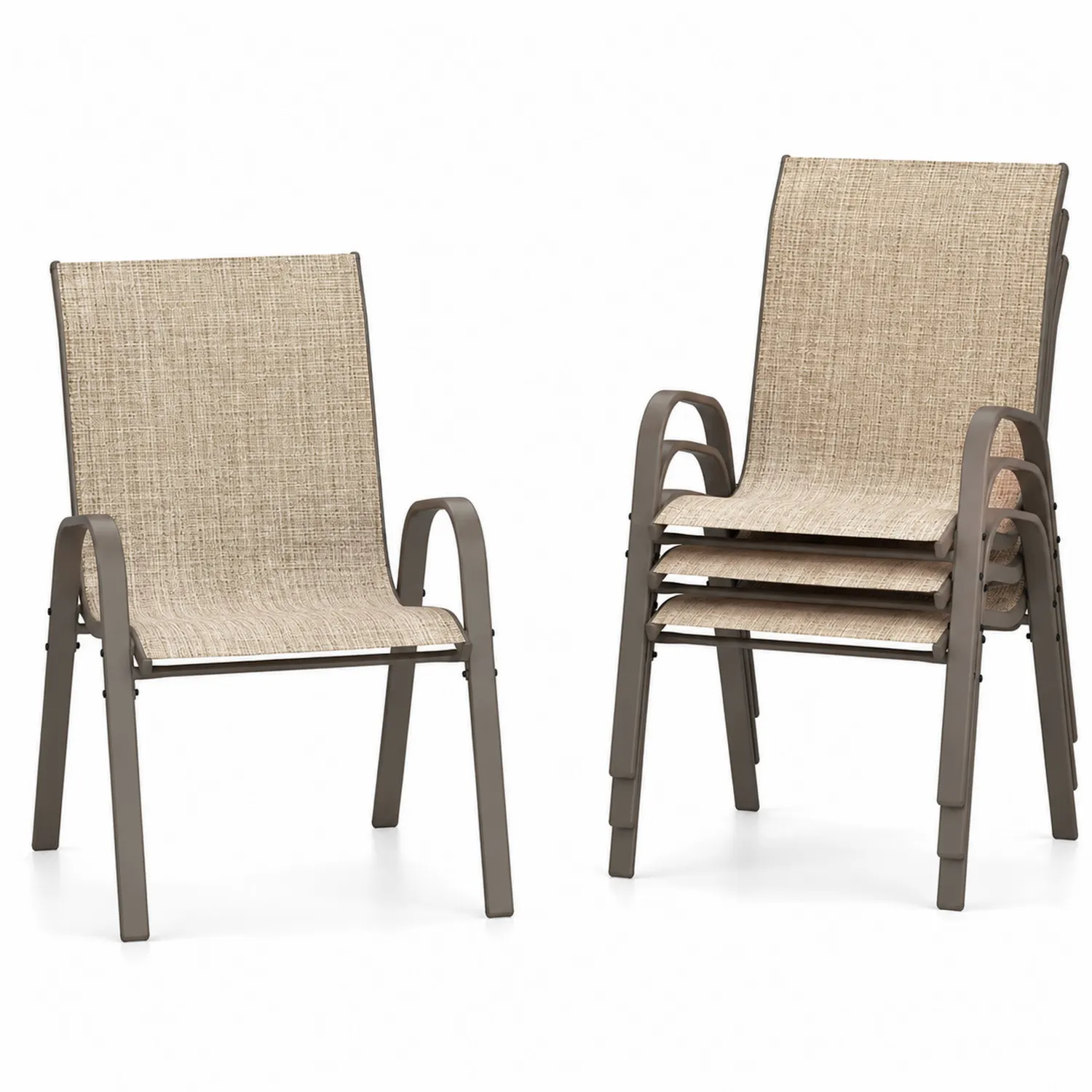 Gartenstuhl-Set Aluminium Beige Stapelbar