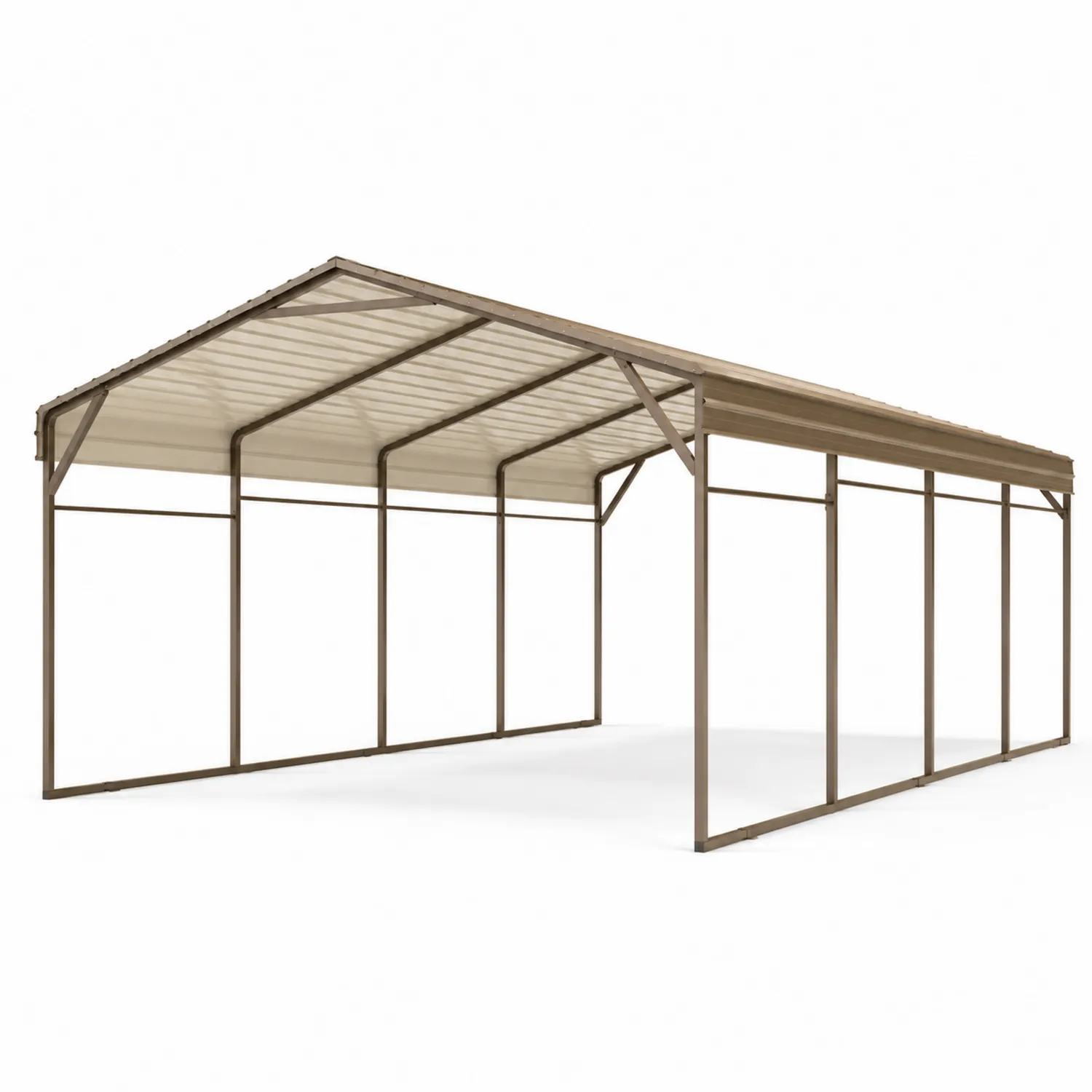 Carport Braun Stahlrahmen mit Polycarbonatdach 600x300x260cm