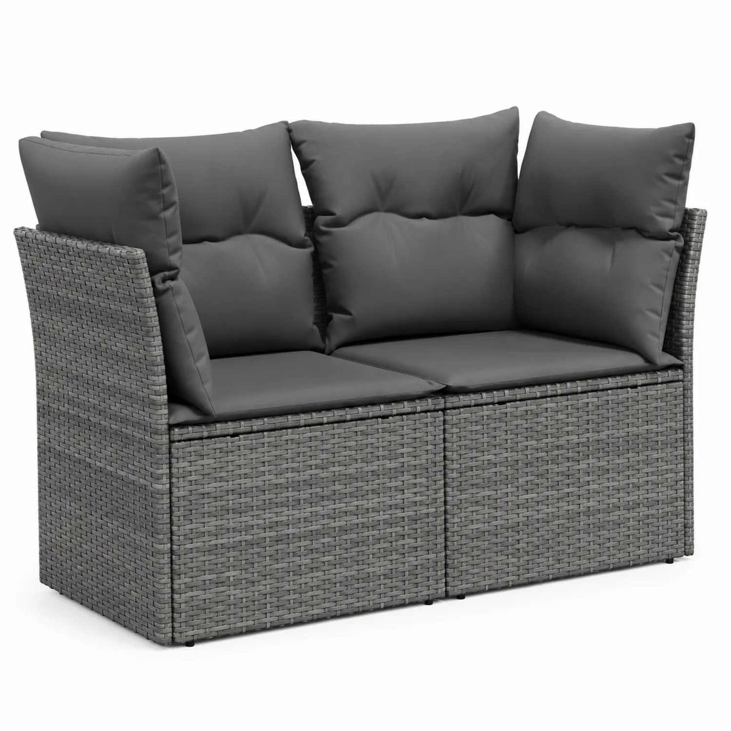 Zweisitzer Gartensofa Polyethylen Rattan Grau