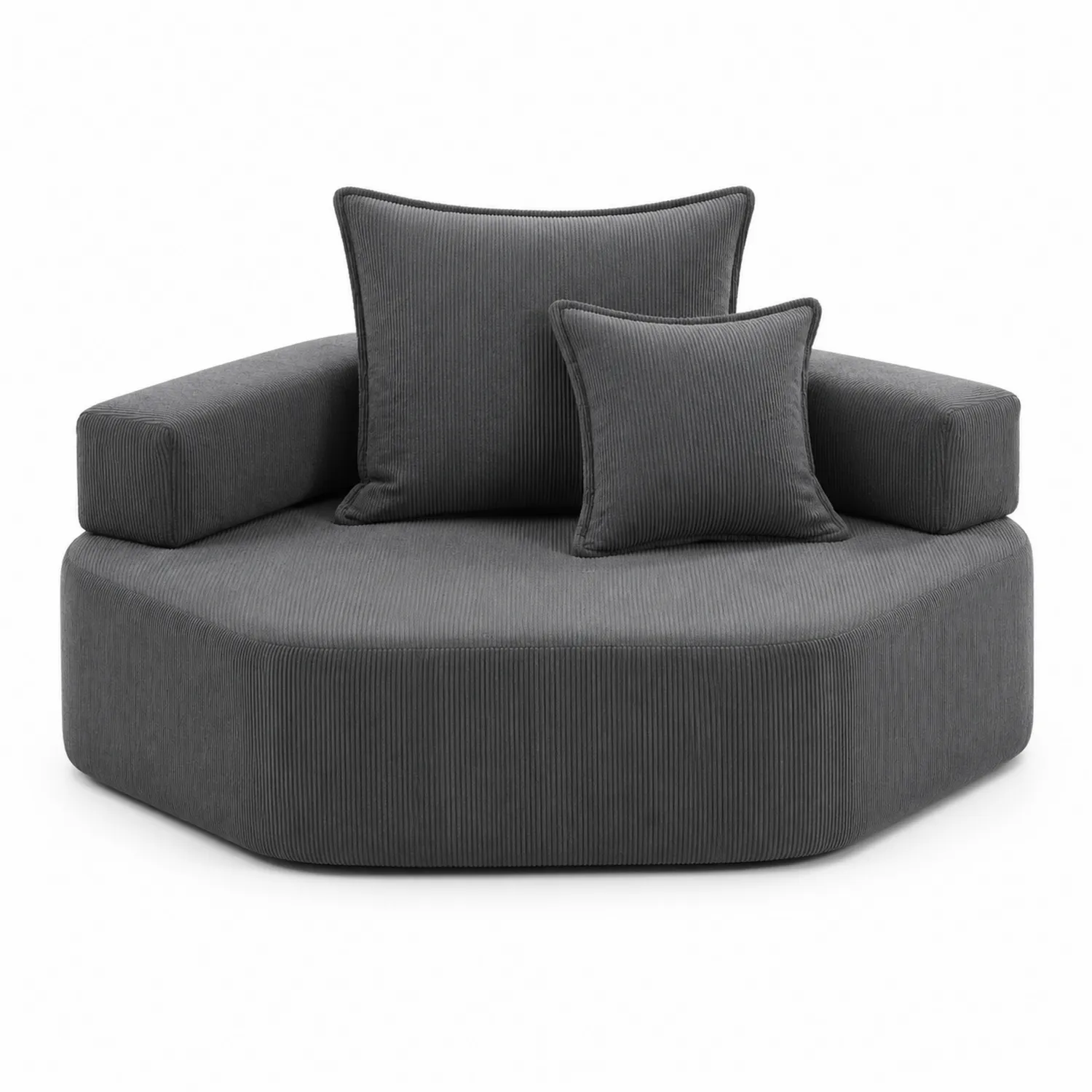 Rundes Modulares Cord-Sofa Dunkelgrau
