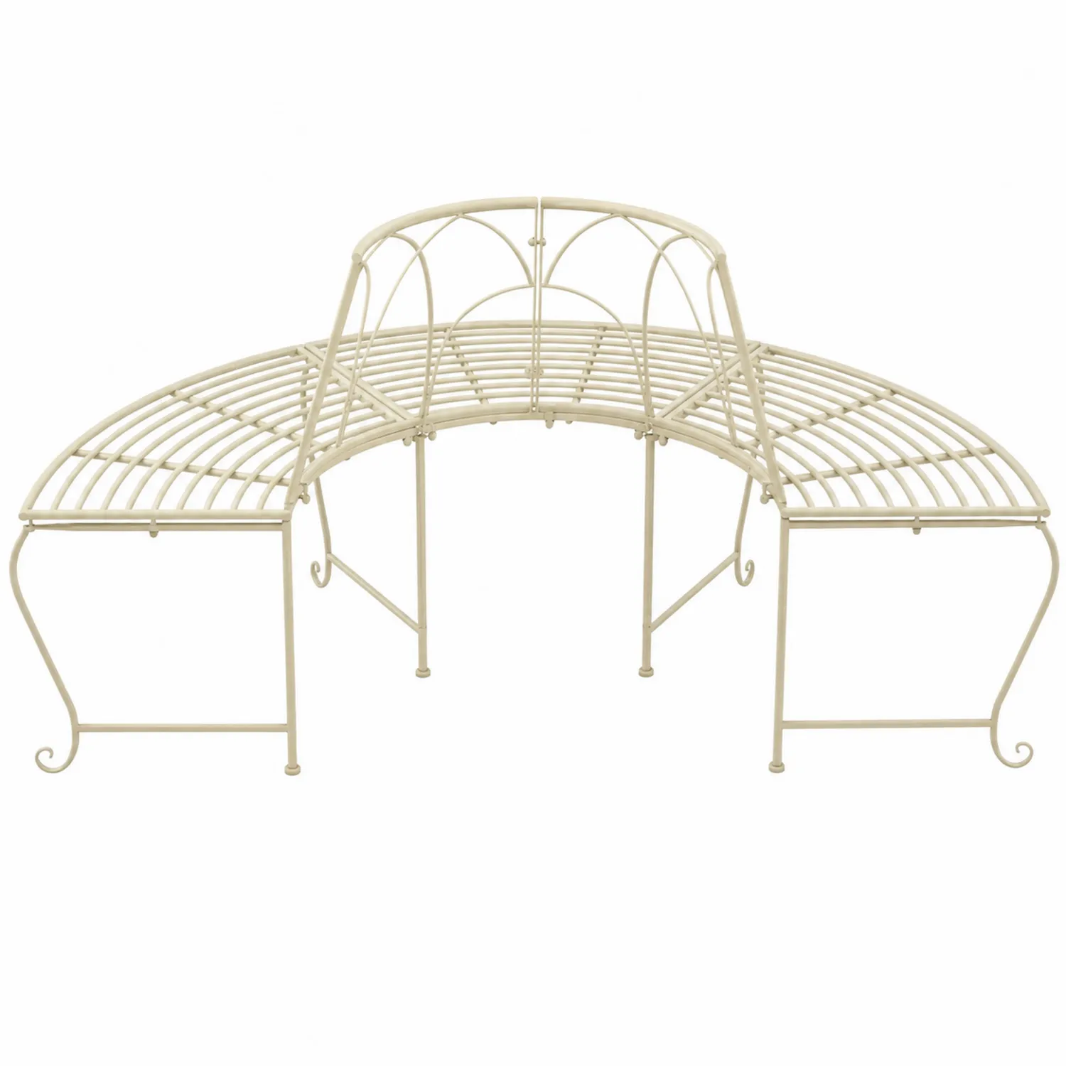 Halbrunde Gartenbank Metall Beige 130cm