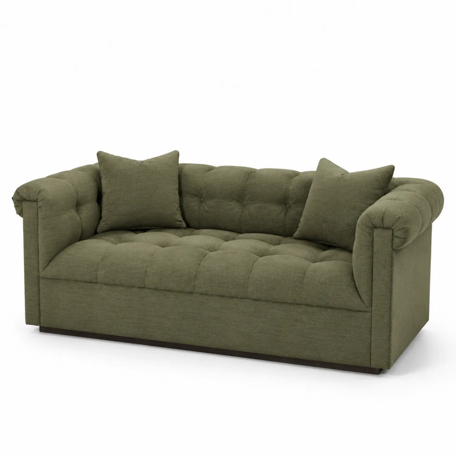 2-Sitzer Sofa Leinen Grün mit Kissen