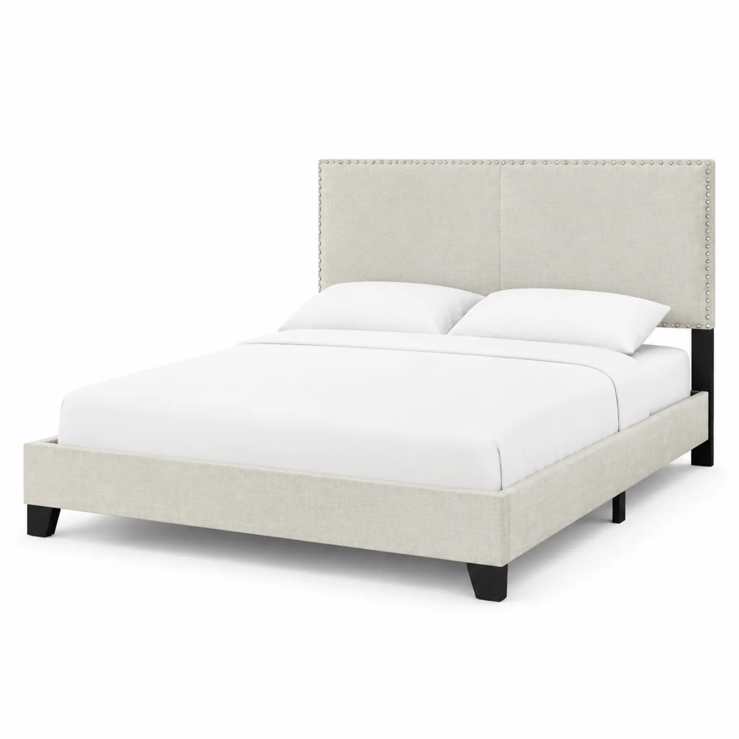 Doppelbett Polsterung Beige 160x200 cm Holz