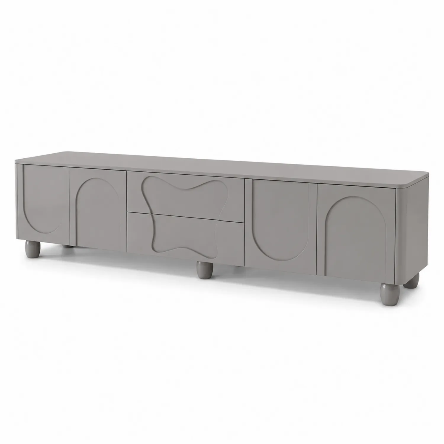 TV-Lowboard Grau mit MDF und Schubladen, 150 cm