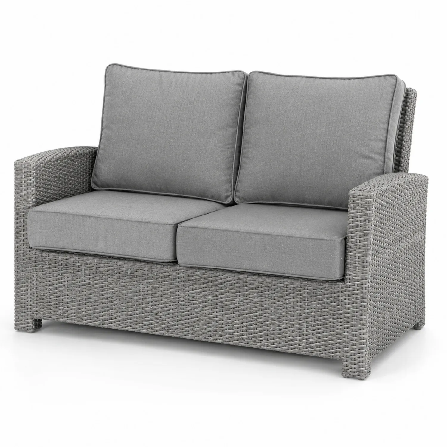 Zweisitzer Gartensofa Rattan Grau