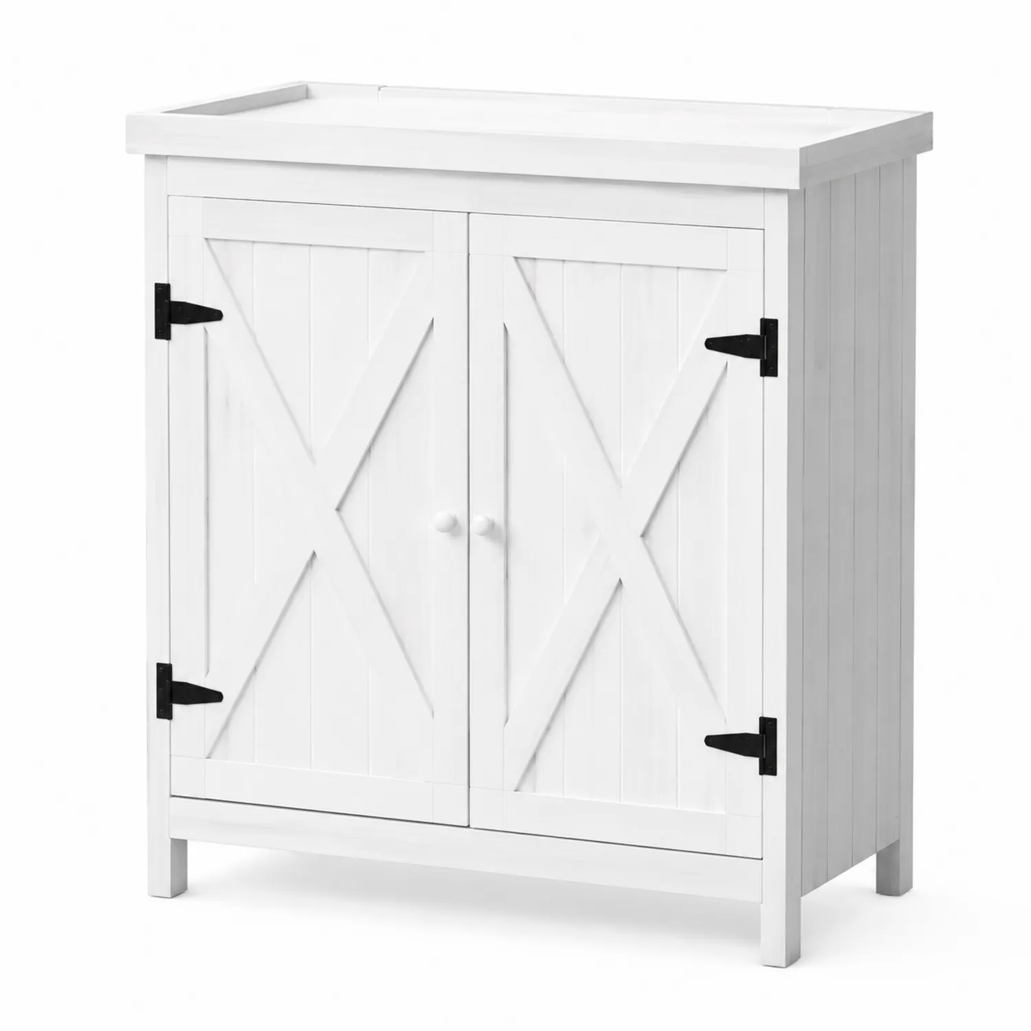Holzschrank mit 2 Türen, Weiß, 80x30x90 cm