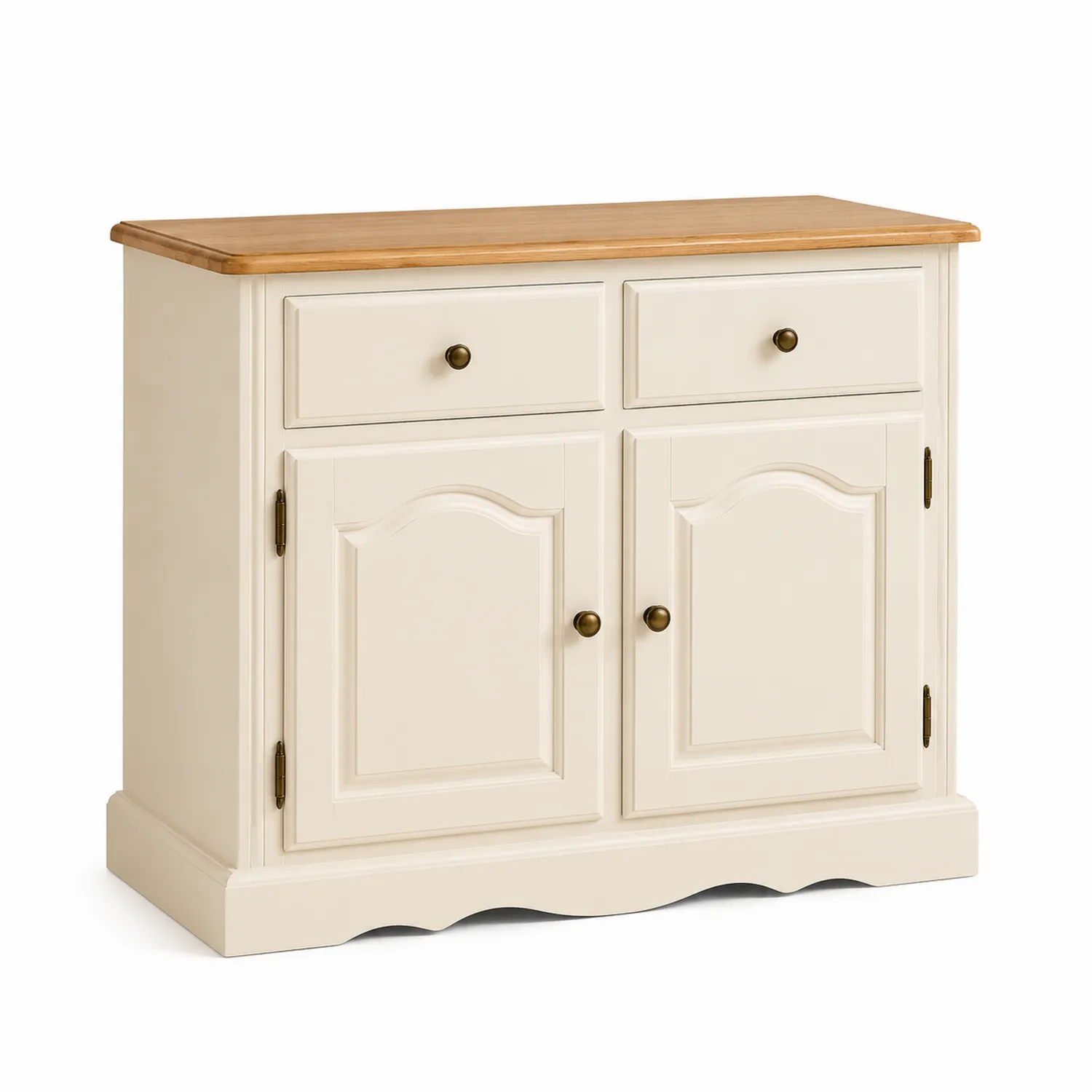 Sideboard Holz Weiß/Natur 2 Türen 2 Schubladen 90x40x80 cm