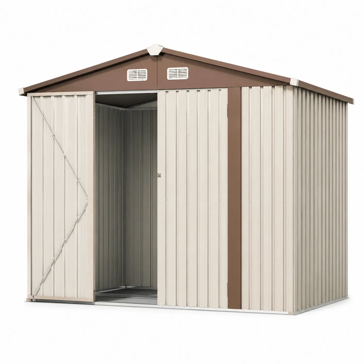 Metallschuppen Gartenhaus Beige/Braun 213x127x185 cm Verzinkter Stahl