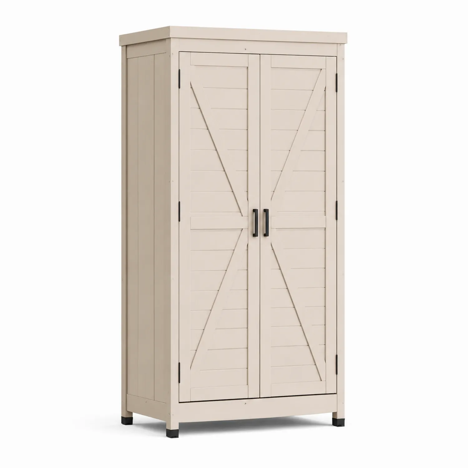 Holz Aufbewahrungsschrank mit 2 Türen Beige