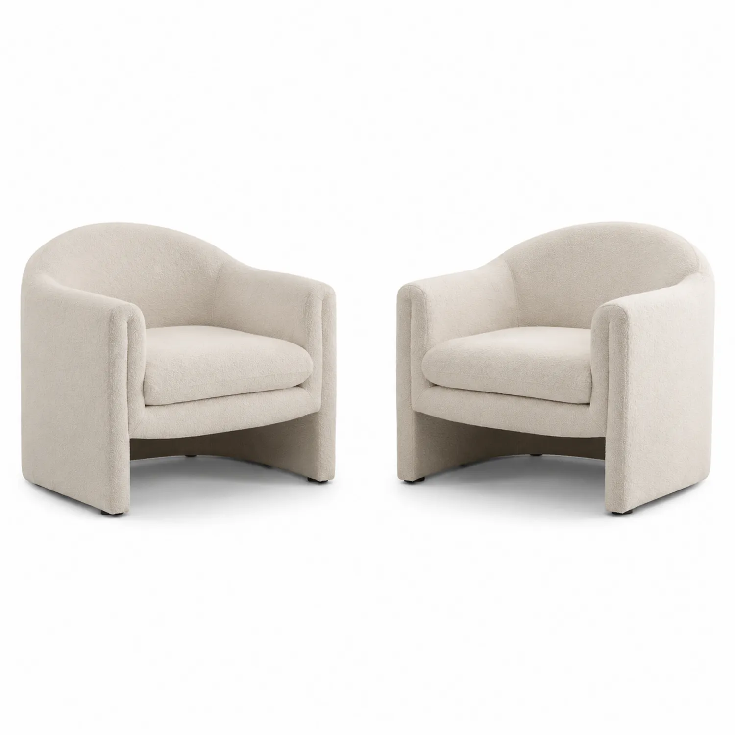 2er Set Sessel Rund Beige Stoff 80 cm