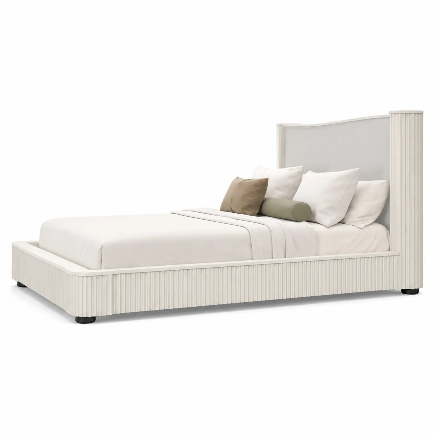 Doppelbett Weiß 200x180 cm Holz Stoff