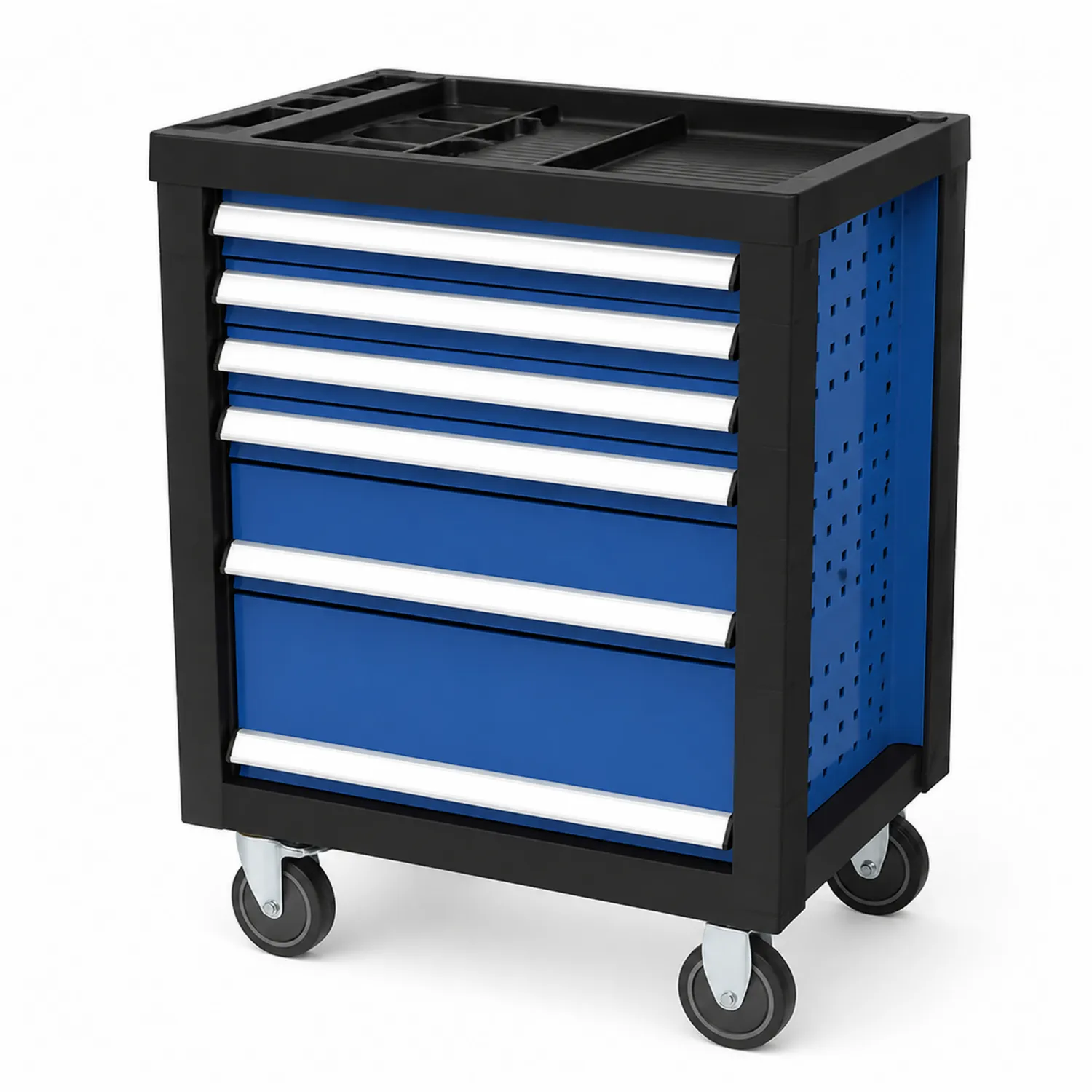 Stahl Werkstattwagen mit 6 Schubladen Blau/Schwarz 85x60x45cm
