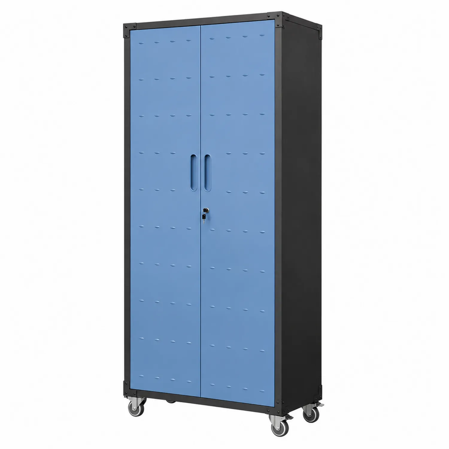 Stahlschrank mit Rollen Blau 180x90x40 cm mit Schloss