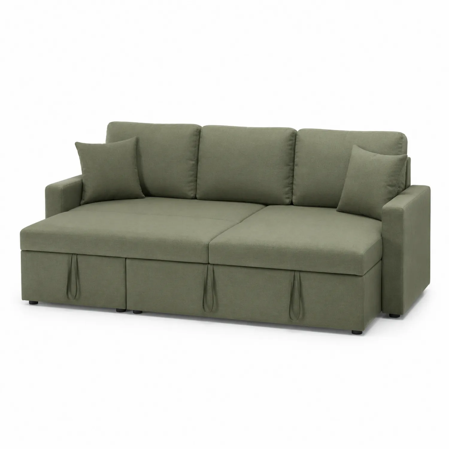 Ecksofa Schlafsofa Grün 220x150x90 cm Polyester