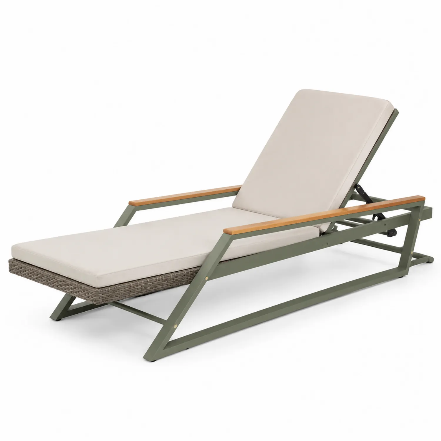 Gartenliege Aluminium Beige Verstellbar mit Polsterung
