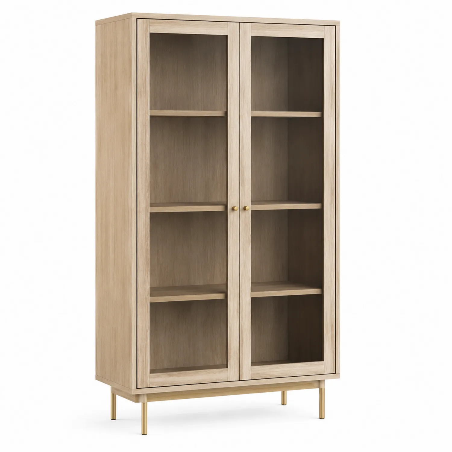 Vitrine mit Glastüren Holz Beige 180x80x40 cm