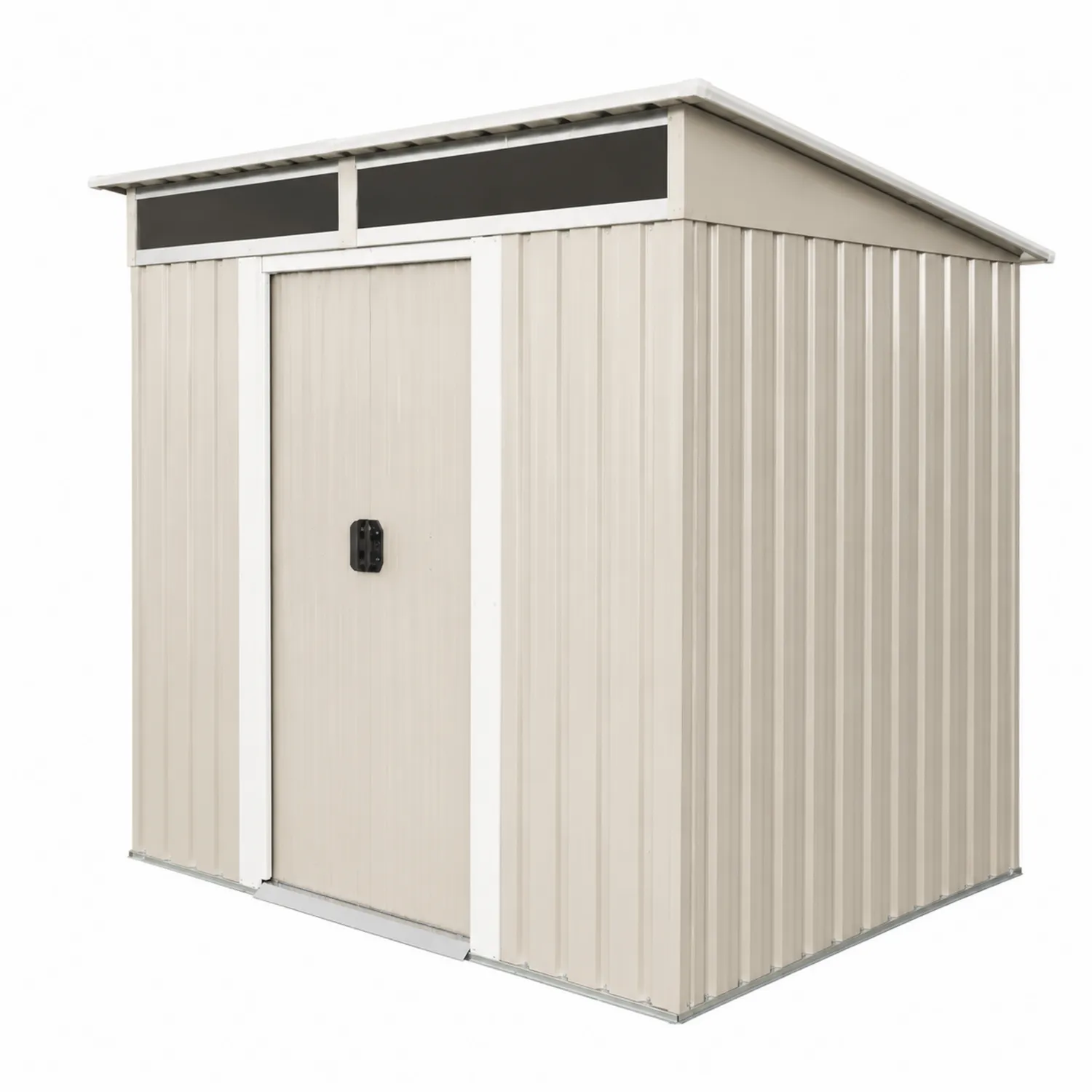 Metallschuppen Beige mit Pultdach 213 x 130 x 185 cm