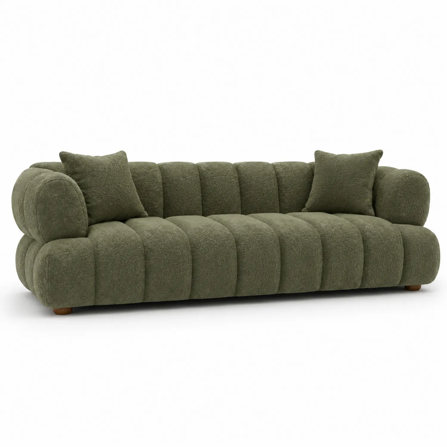 Sofa 3-Sitzer Bouclé Grün 220 cm