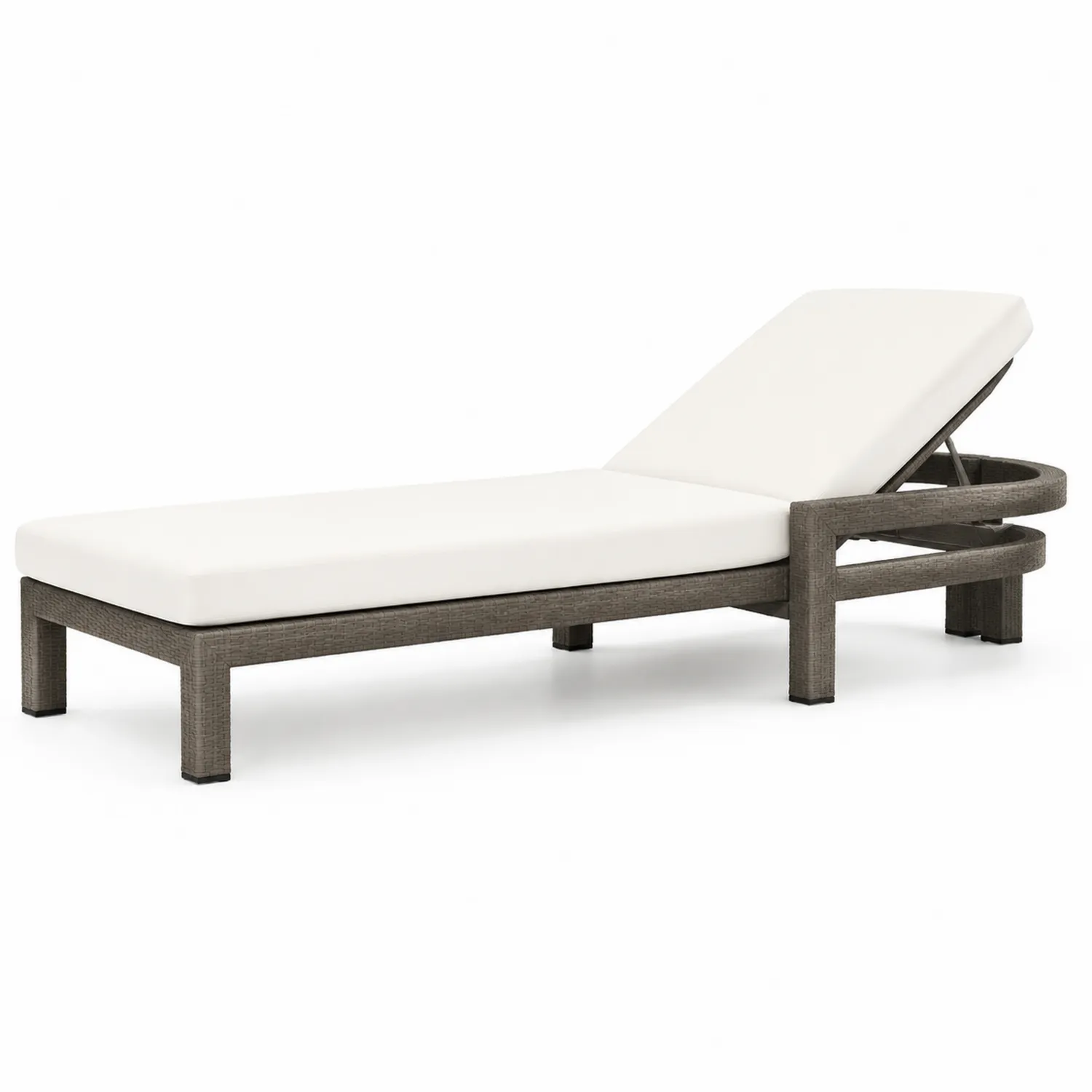 Verstellbare Gartenliege Aluminium PE-Rattan Weiß