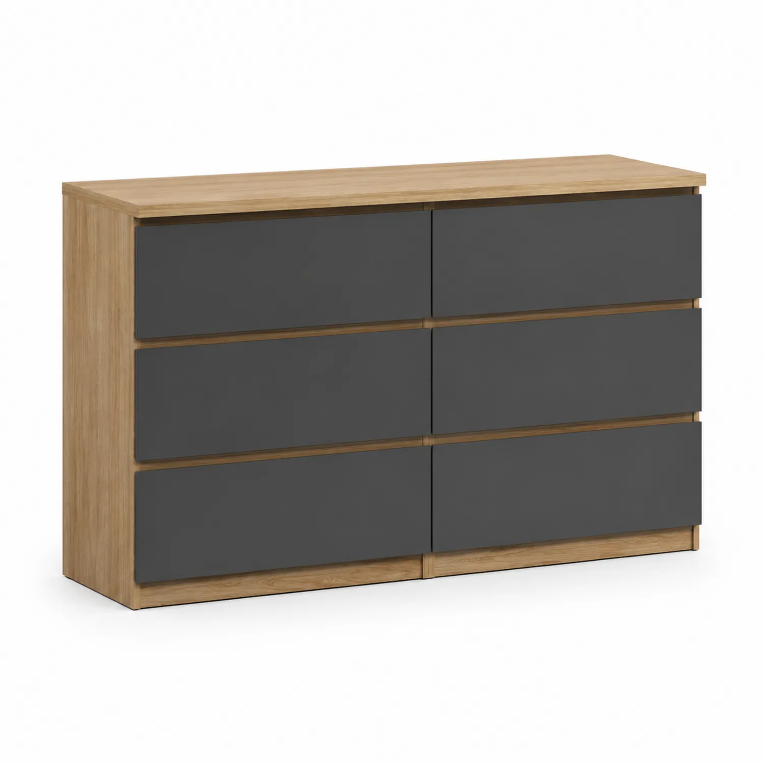 Kommode Holz mit 6 Schubladen Grau 120x40x80 cm