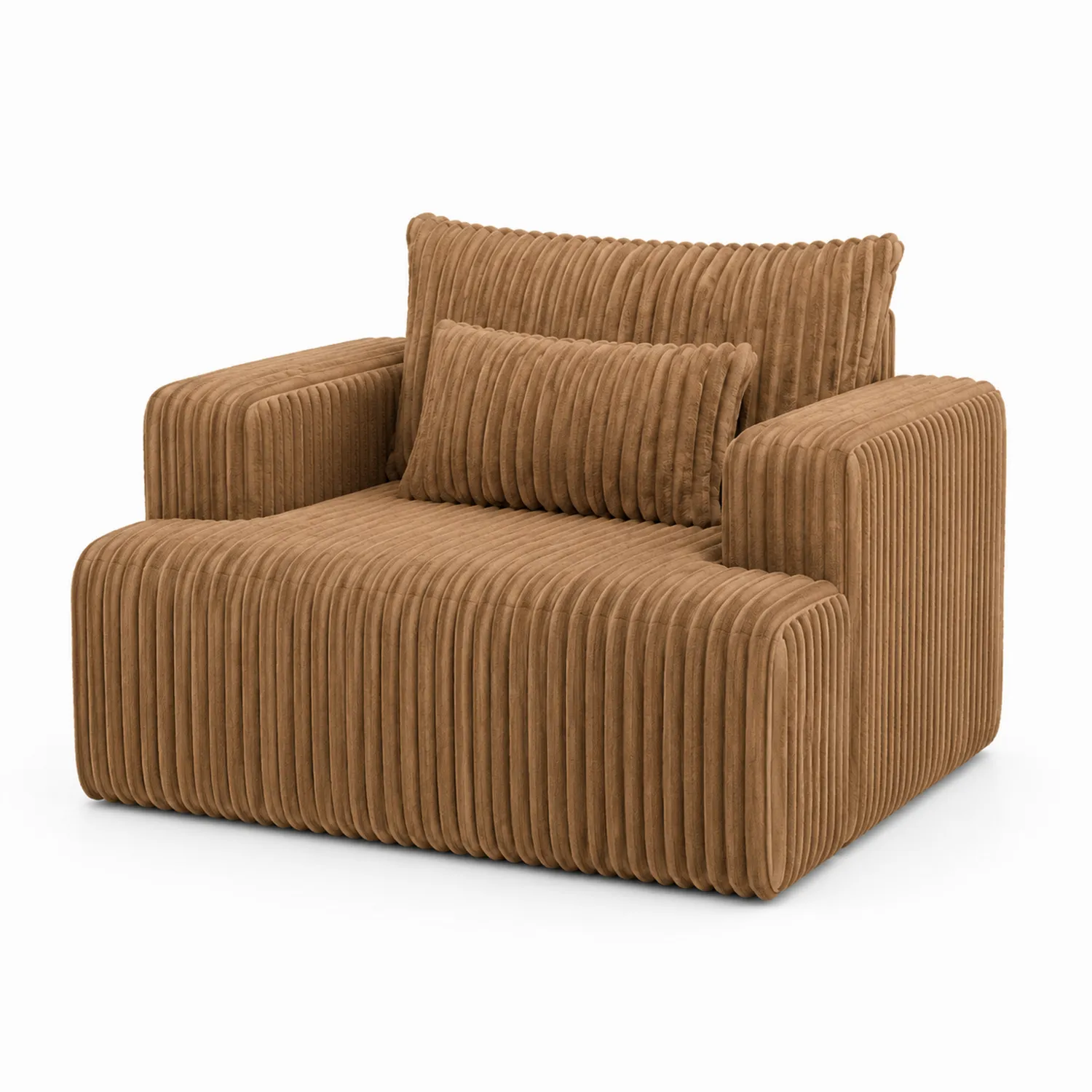 Cord Einzelsitz Sofa aus Holzrahmen Braun 100x90x75cm