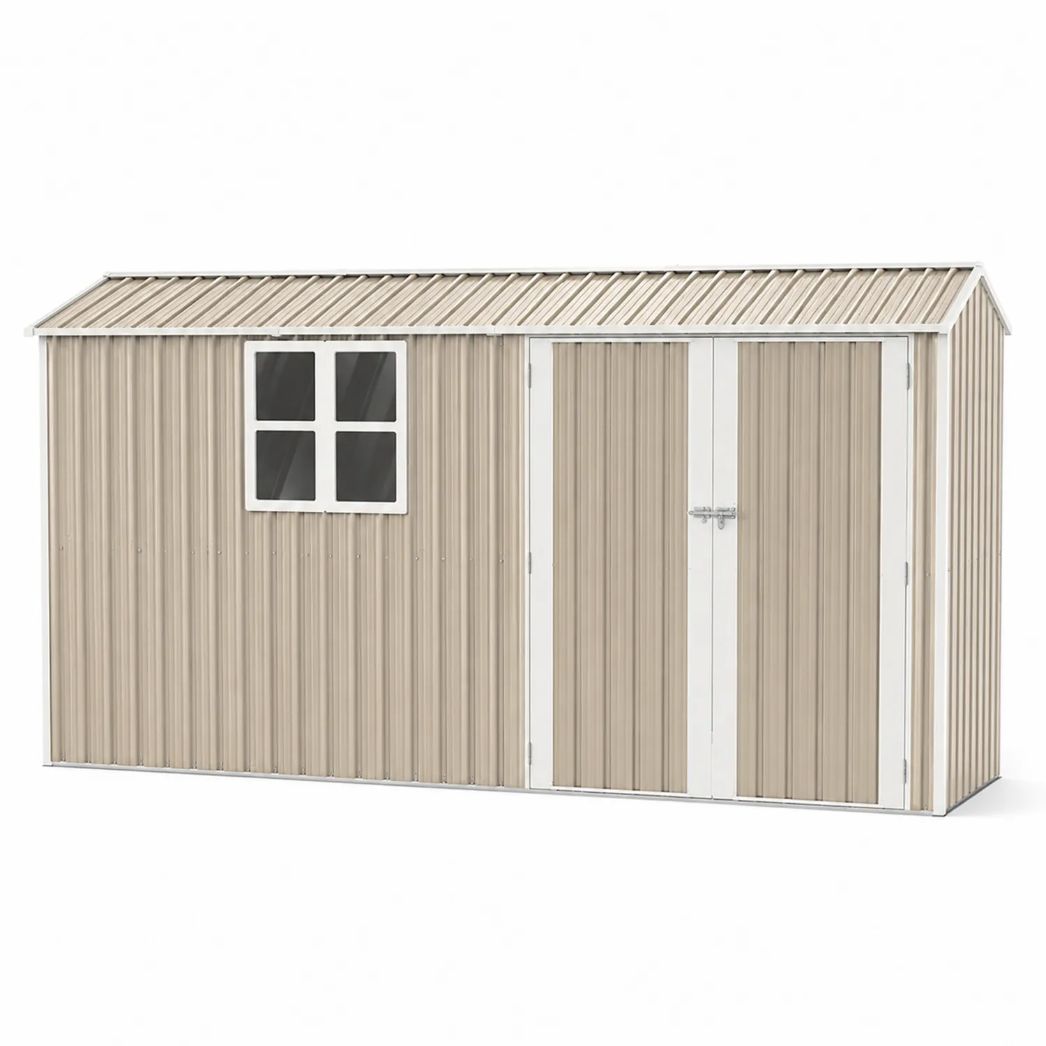 Gartenhaus mit Fenster aus verzinktem Metall Beige 410x130x188cm