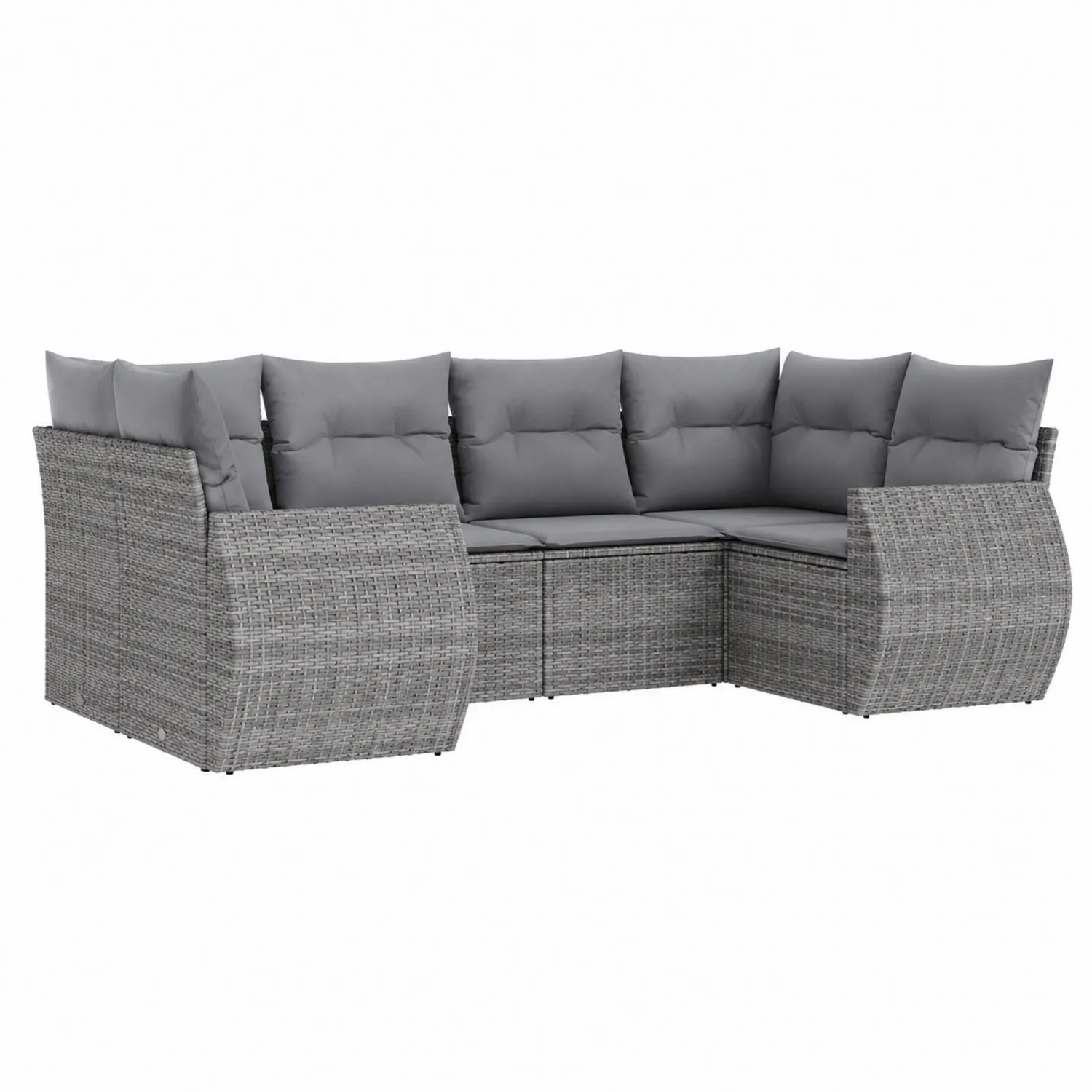 Ecksofa 3-Sitzer aus Polyrattan Grau