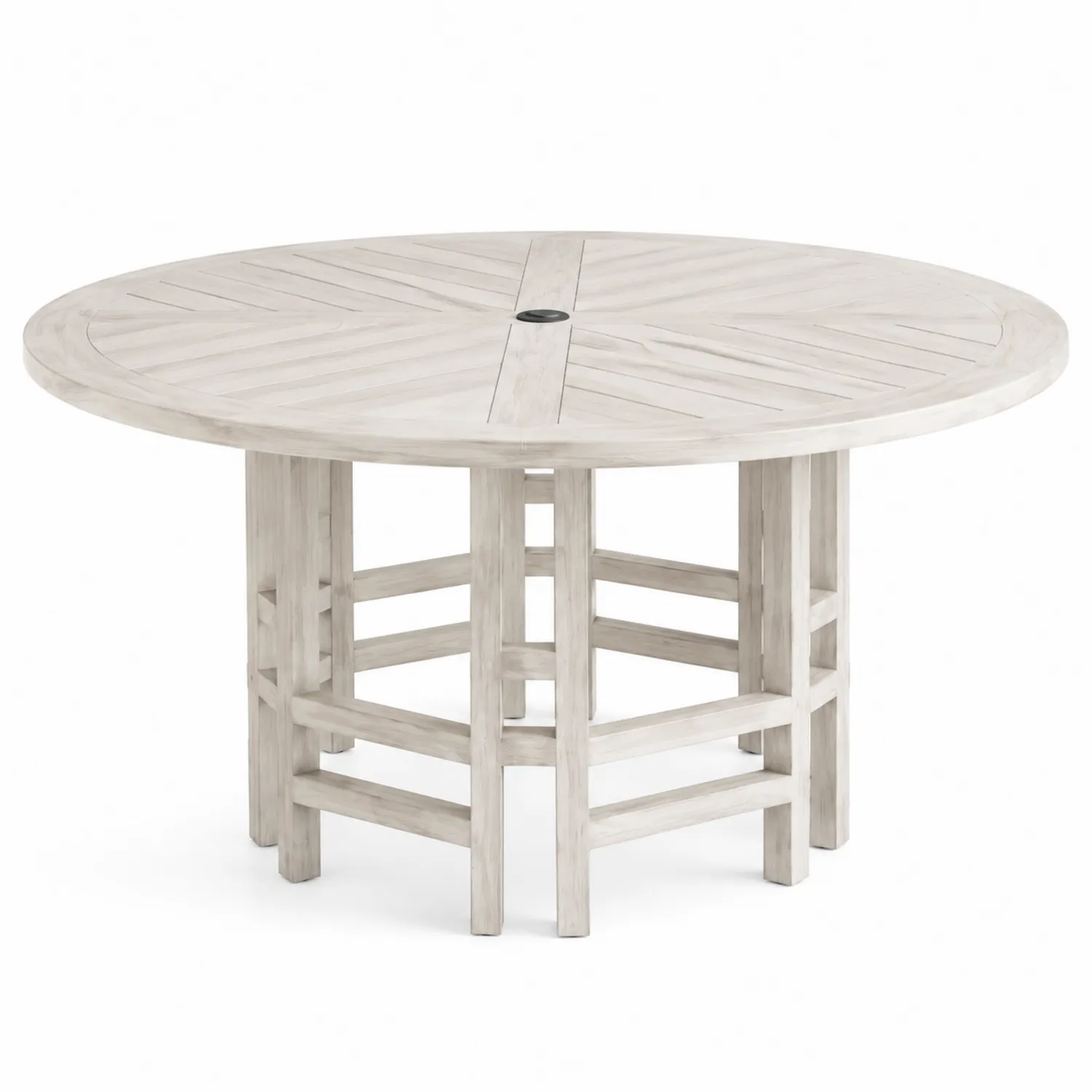 Runder Gartentisch aus Holz Weiß 150 cm
