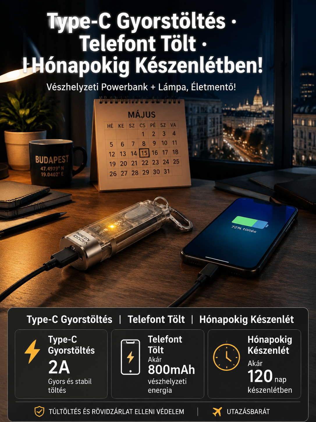 Felejtse el a gyenge telefonos vakut! 10 funkció 1 mini lámpában. 🏕️💡